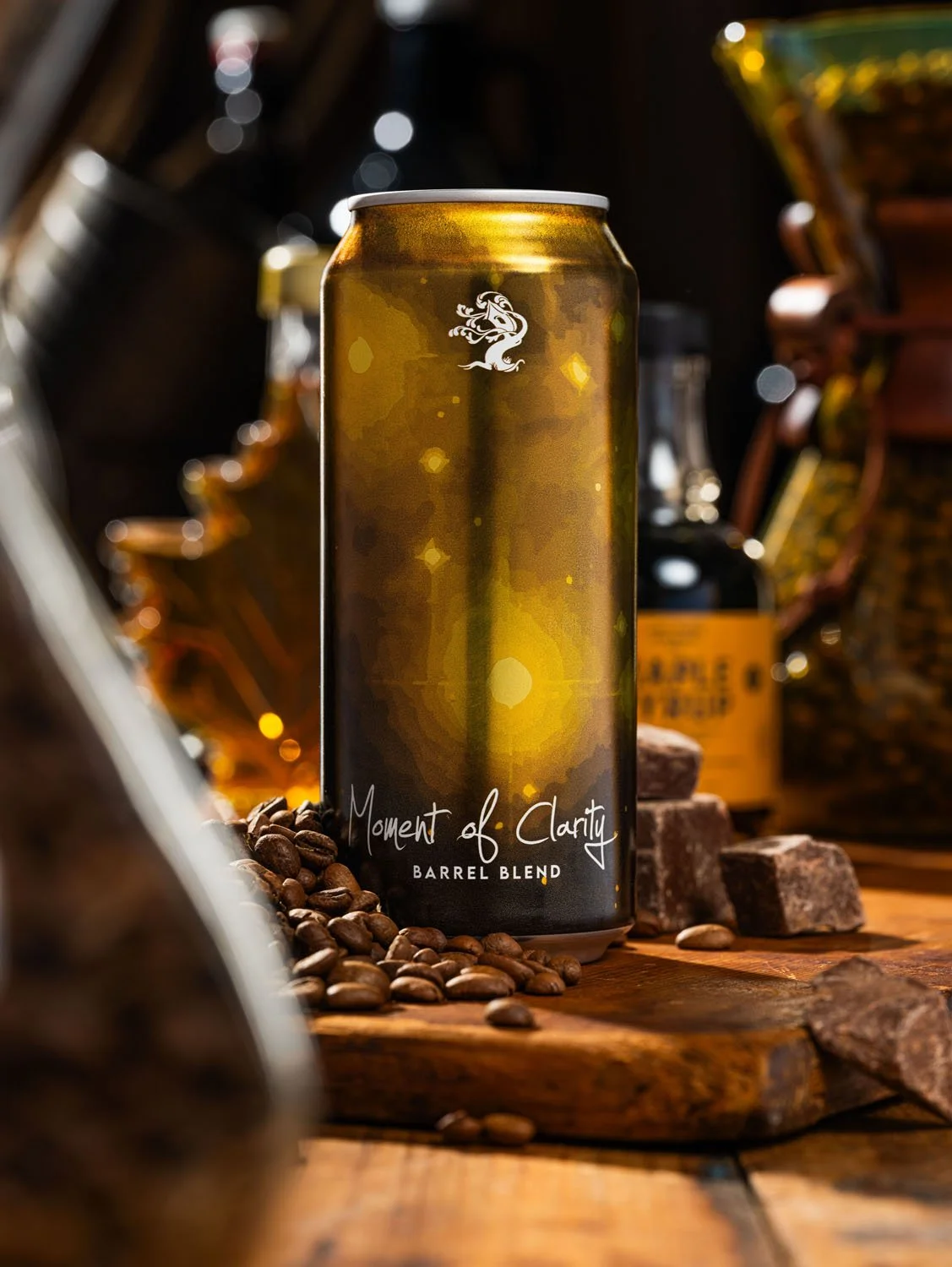 Our newest version of Moment of Clarity is a lazy Sunday morning in a glass. 

Moment of Clarity Barrel Blend is an American Milk Stout carefully brewed and conditioned with coffee, chocolate, and dark amber maple syrup. The young beer is then combin