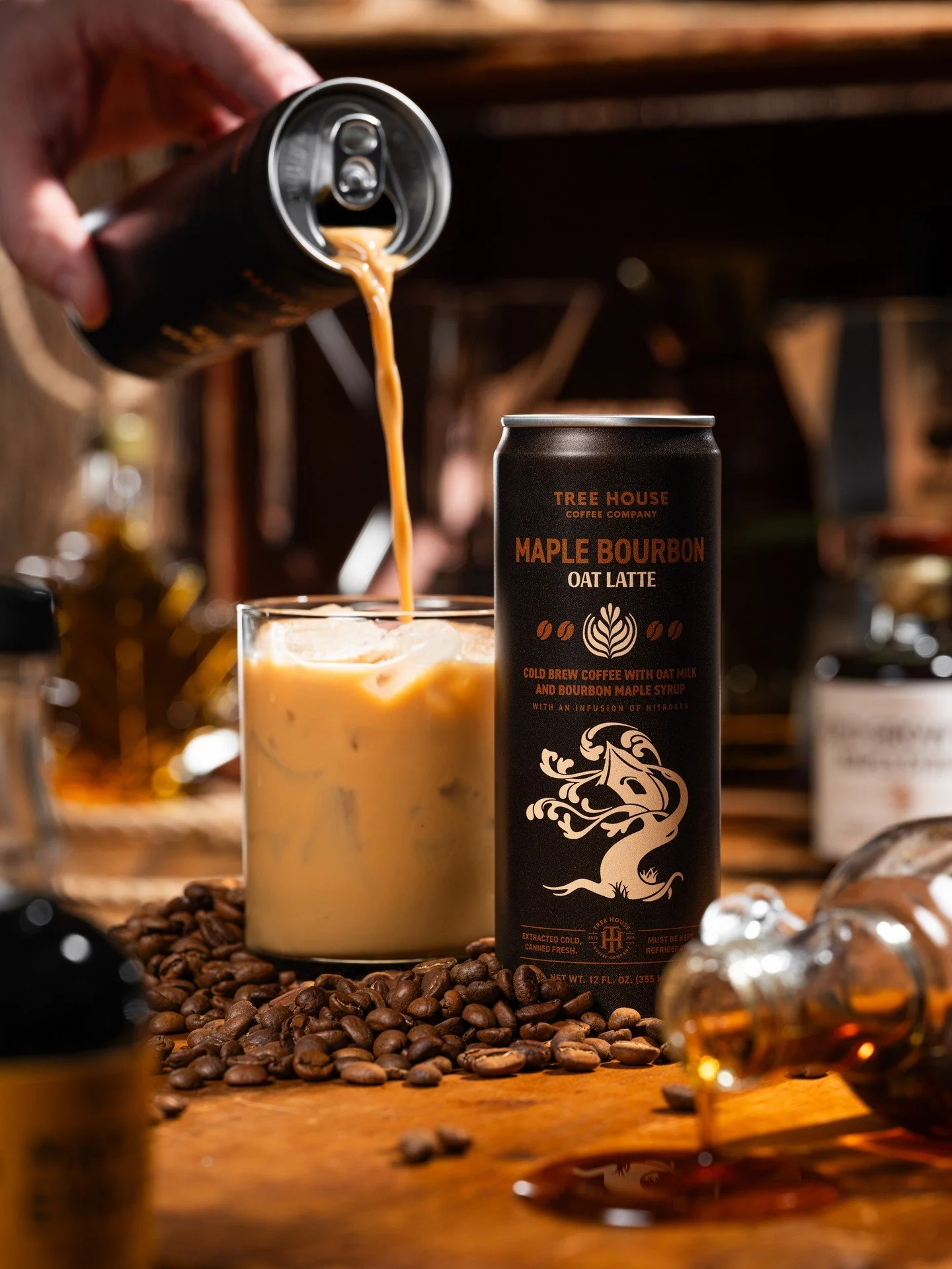 We are delighted to introduce our Maple Bourbon Latte: a rich, comforting expression of coffee, inspired by classic bourbon character and pure maple sweetness.

What begins as a rich cold brew is finished with a special in-house sweetener made by our