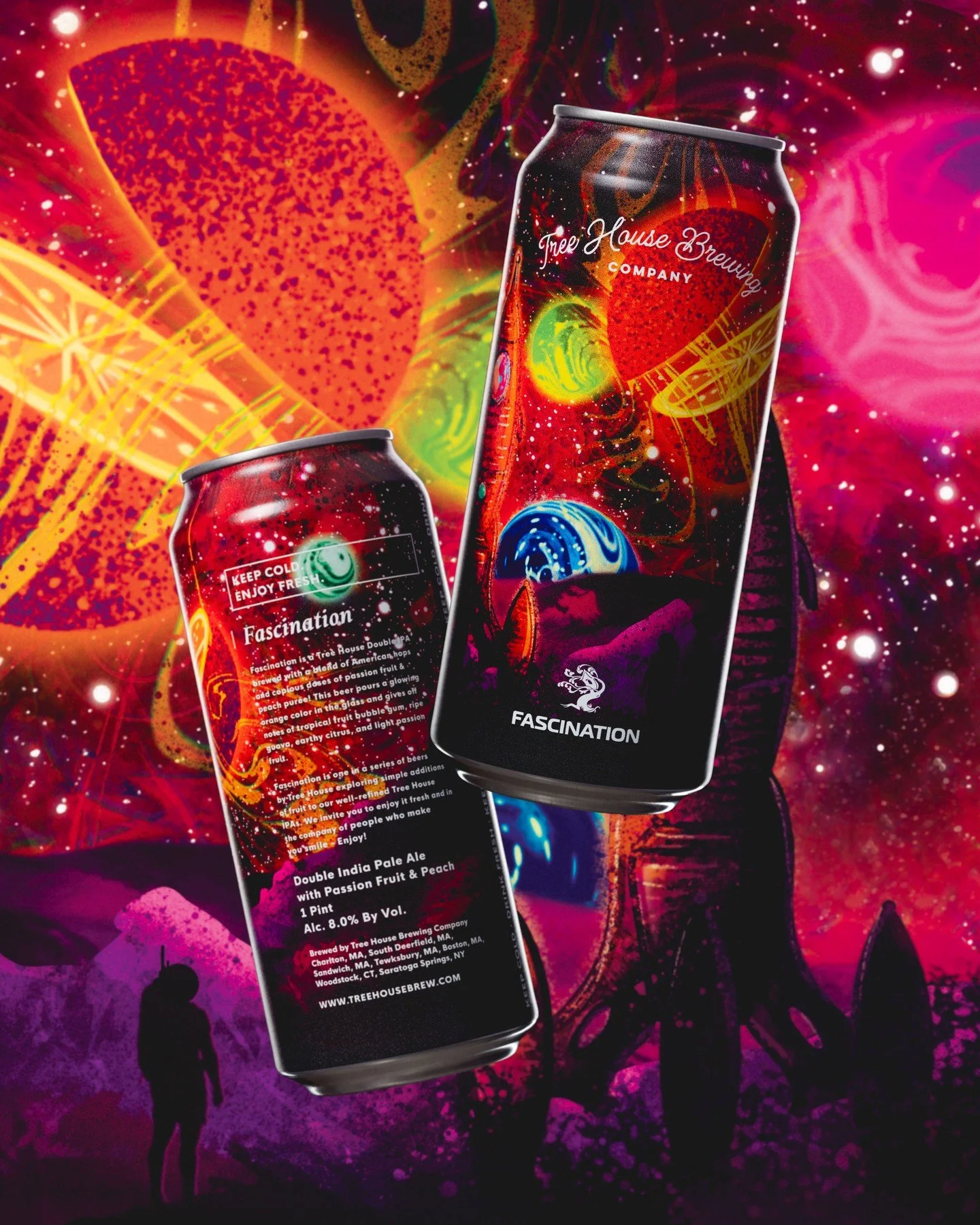 Woah. It has been a while.

Fascination was one of our early forays into fruit adjuncts in our hoppy beer. It features hand-selected lots that mimic the fresh pur&eacute;e we condition it on, peach and passionfruit, in turn creating layers of complex