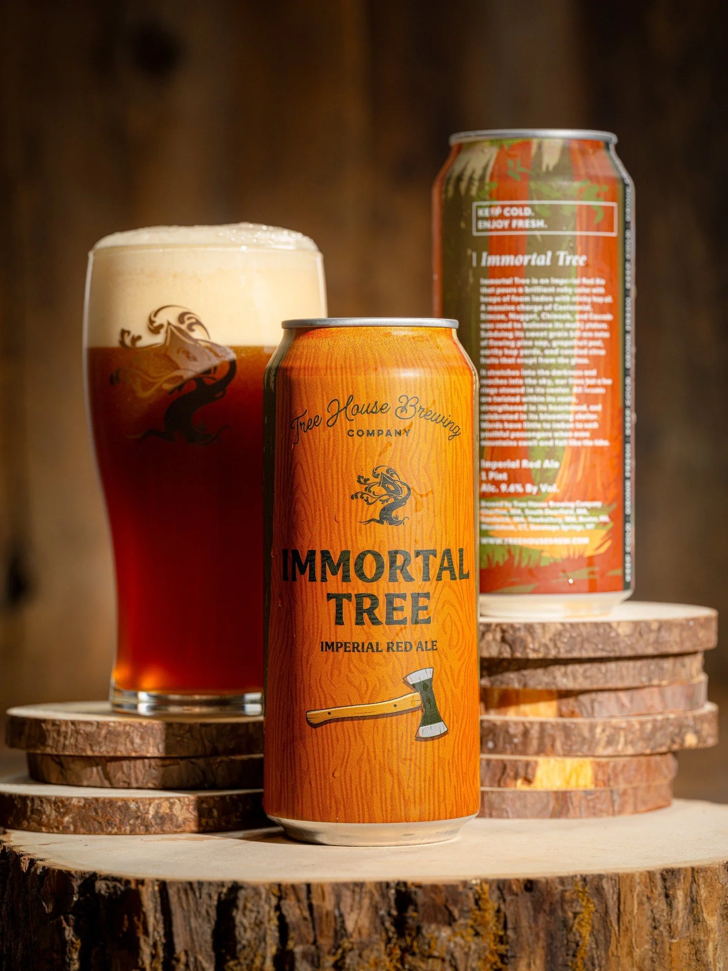 The mighty Imperial Red Ale. 

Immortal Tree is a throwback to the bombastic beers that made us fall in love with our craft. 

A massive charge of Centennial, Simcoe, Nugget, Chinook, and Cascade hit us with notes of flowing pine sap, grapefruit peel