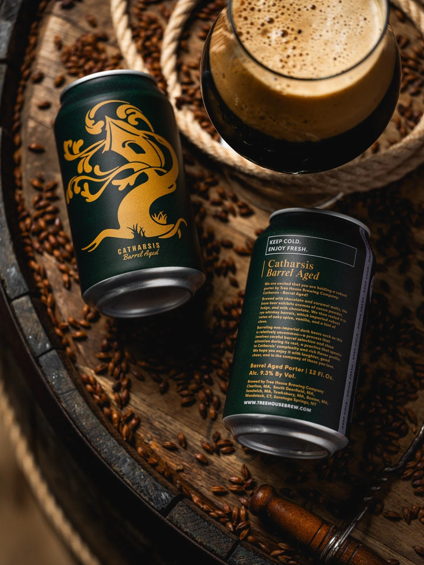 Catharsis Barrel Aged - whoa. 

One of our favorite Porters is brewed with chocolate and caramel malts, which lend decadent aromas of cocoa powder, fudge, and milk chocolate. We then rested it exclusively in Rye Whiskey barrels, which imparted robust