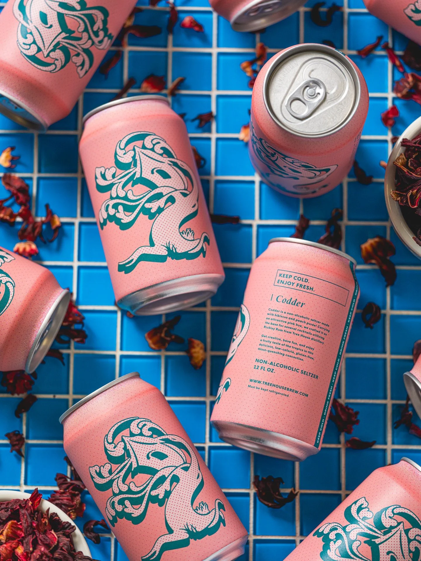Codder is made with sweet peach pur&eacute;e and heaps of dried hibiscus flowers. Loaded with vitamin C, these flowers are naturally hydrating but paradoxically create a super-dry, snappy body.

This is one of our favorite bubbly drinks to pour over 