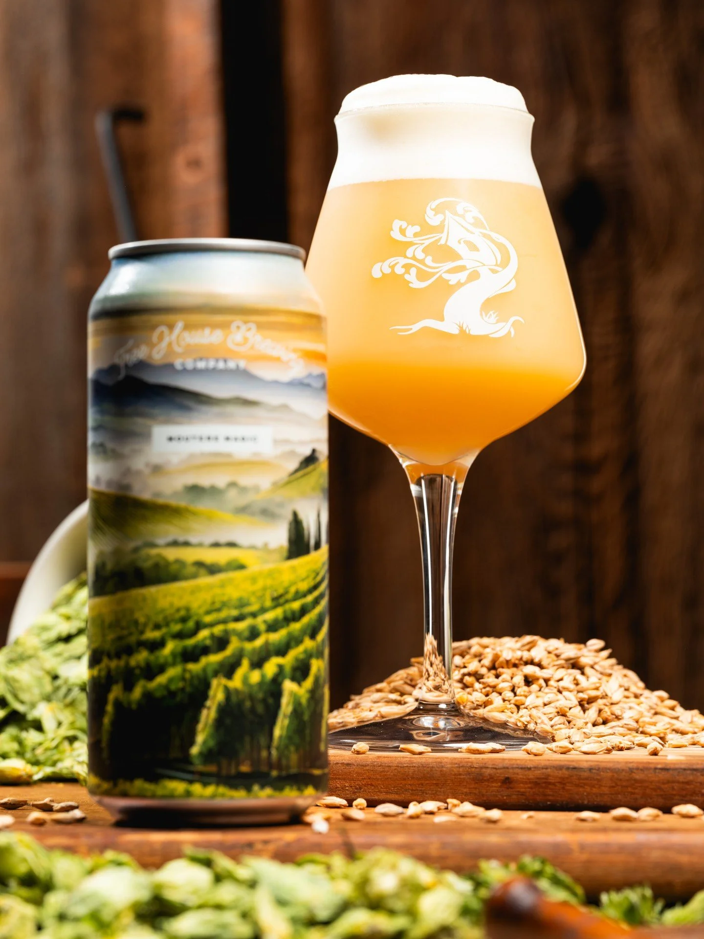 Motuere Magic is a rarity in our line of Southern Hemisphere Double IPAs. It features Riwaka, Nelson, and Rakau from this region, lots we hand-select as we travel from farm to farm.

The landscape depicted on this can is something of a utopian dream.