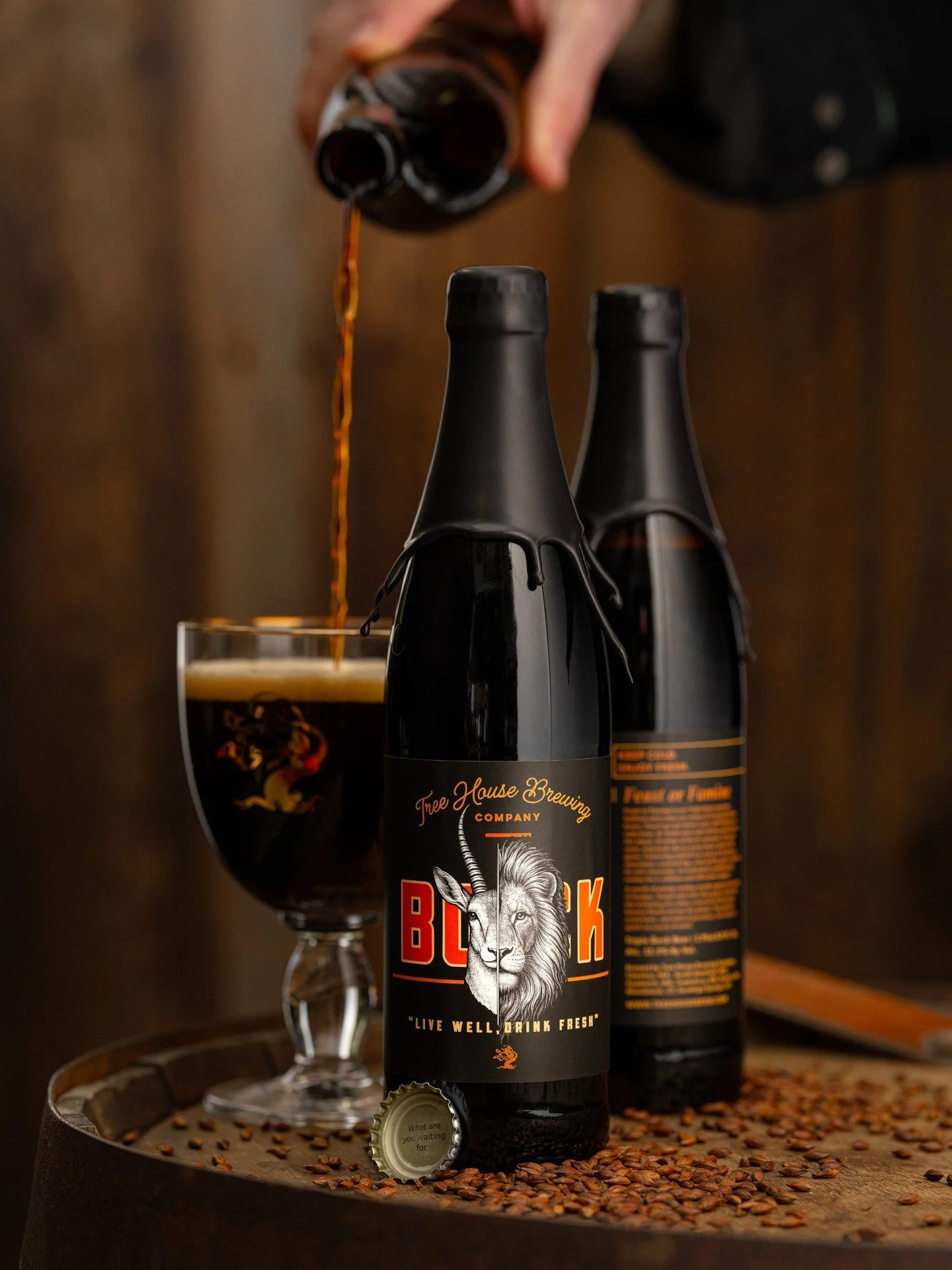 As the season breaks from the spell of cold weather, our newest Bock arrives. Indeed, our most robust entry to date. 

Feast or Famine is a Triple Bock that floods the senses with aromas of burnt caramel, rich port wine, and dark cherry syrup. Behind