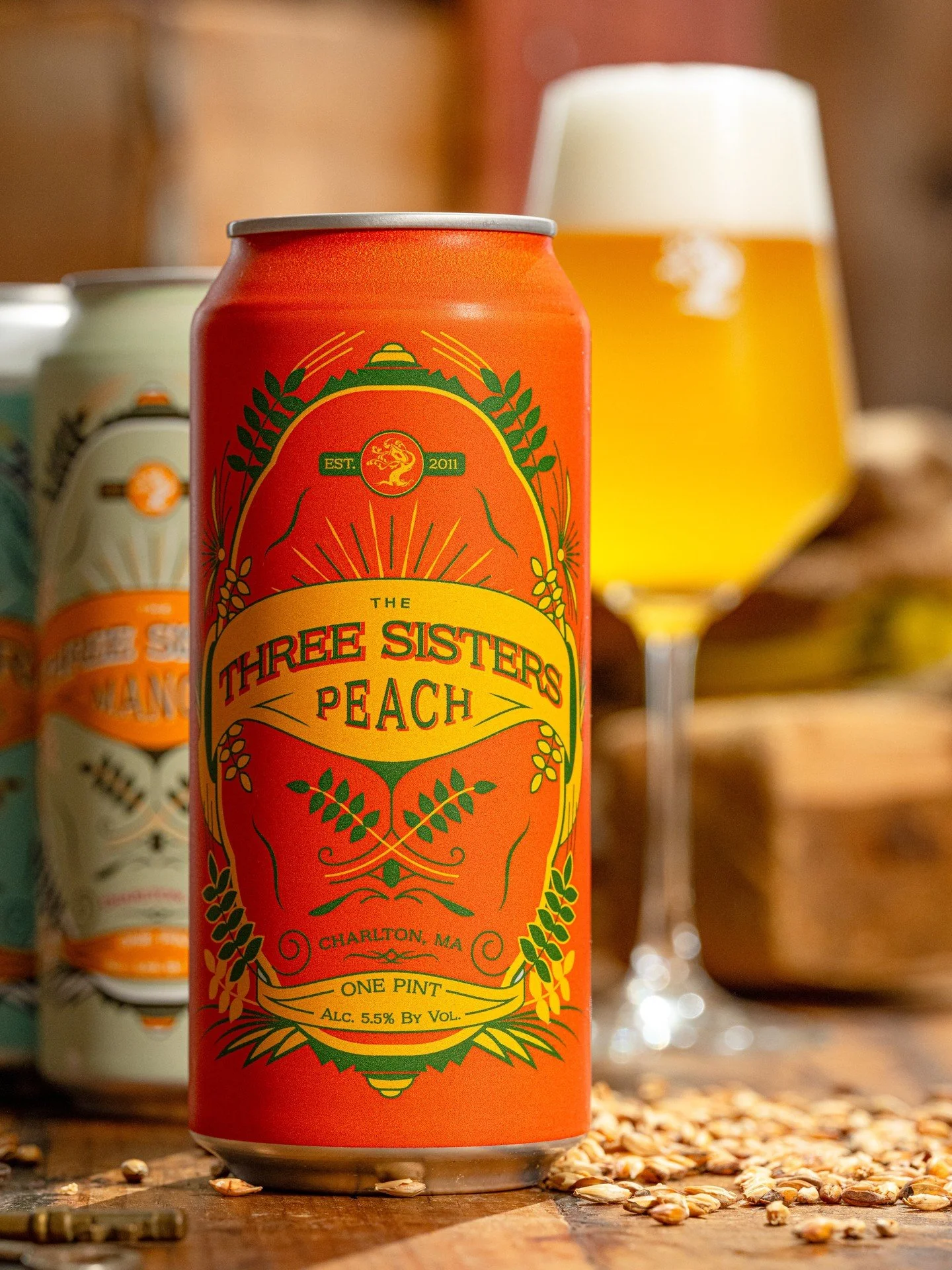 The Three Sisters - Peach is a beautiful rendition of our sour saison. 

Crafted after the historic all-day refreshers of Belgium&rsquo;s agricultural past, it utilizes rustic malts and a blend of Belgian yeasts. Notes of bread crust, peach yogurt, a