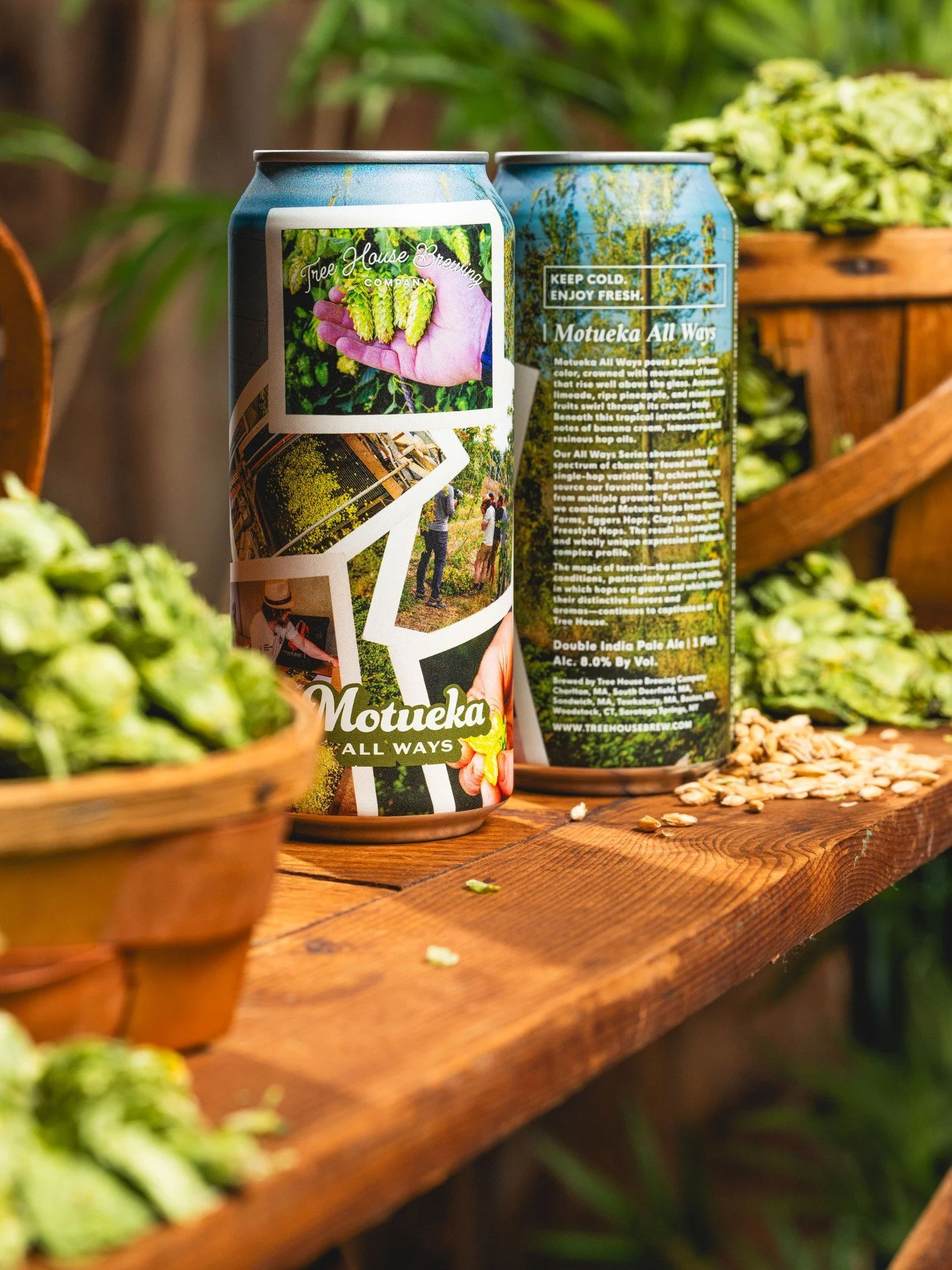 Motueka All Ways carries intense aromas of limeade, ripe pineapple, and mixed stone fruits that swirl through its creamy body. Beneath these tropical aromas are notes of banana cream, lemongrass, and resinous hop oils. It&rsquo;s hard to believe ther