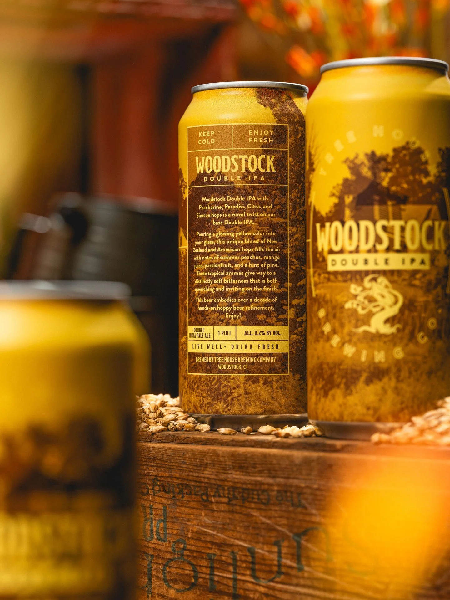 🧑&zwj;🌾 ✈️ 🚜

Our newest Woodstock Double IPA features hand-selected lots from our favorite growers in New Zealand. Starting with a small base of American Citra and Simcoe, exotic Paradisi and Peacharine take center stage. Notes of mangosteen, pas