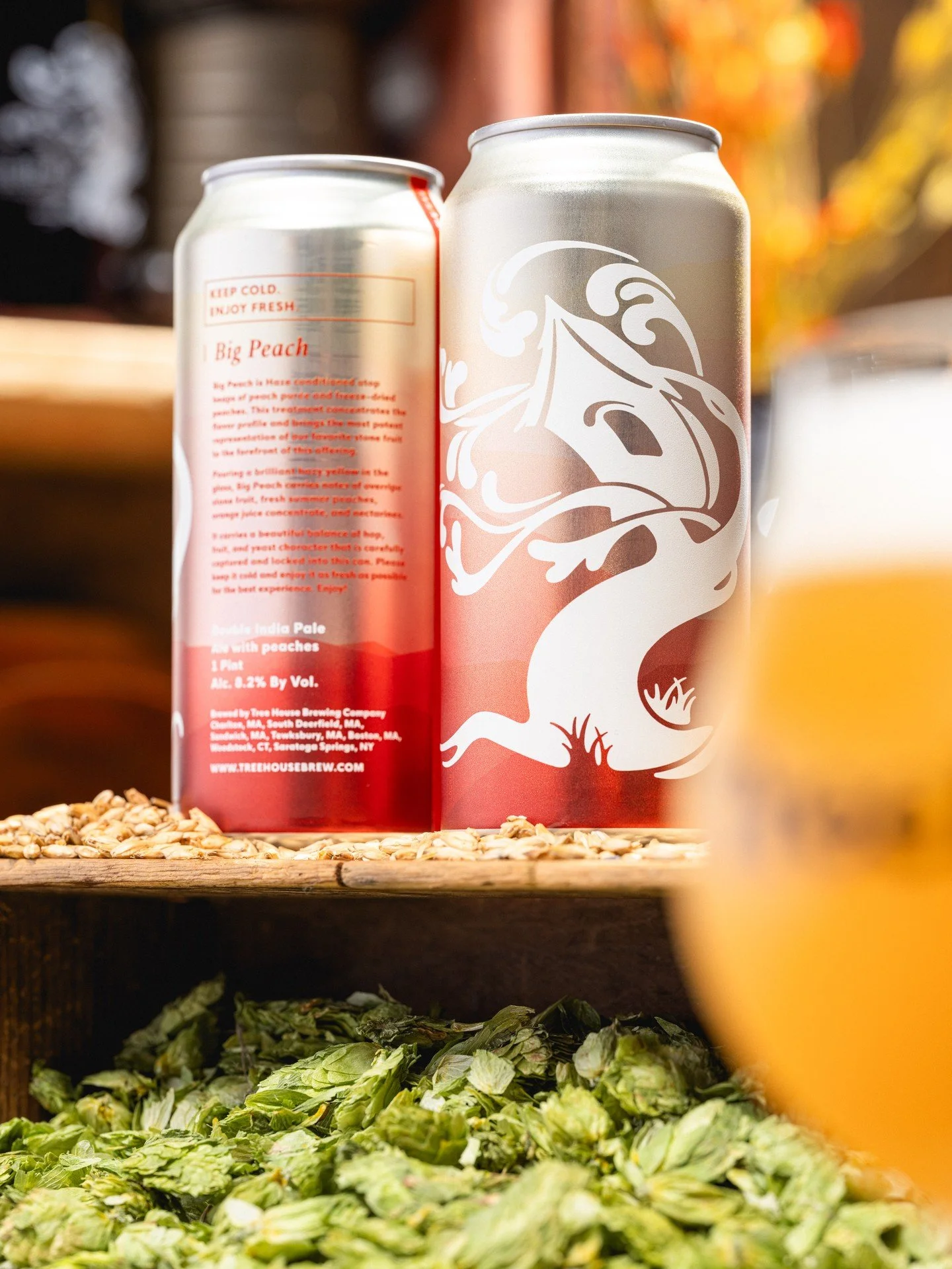 Big Peach is Haze conditioned on buckets of peach puree, the inherent stone fruit notes from hazes hoppy get amplified...big time.

So what actually goes down when we amplify a core beer with puree? Early in the morning before the main batch is trans