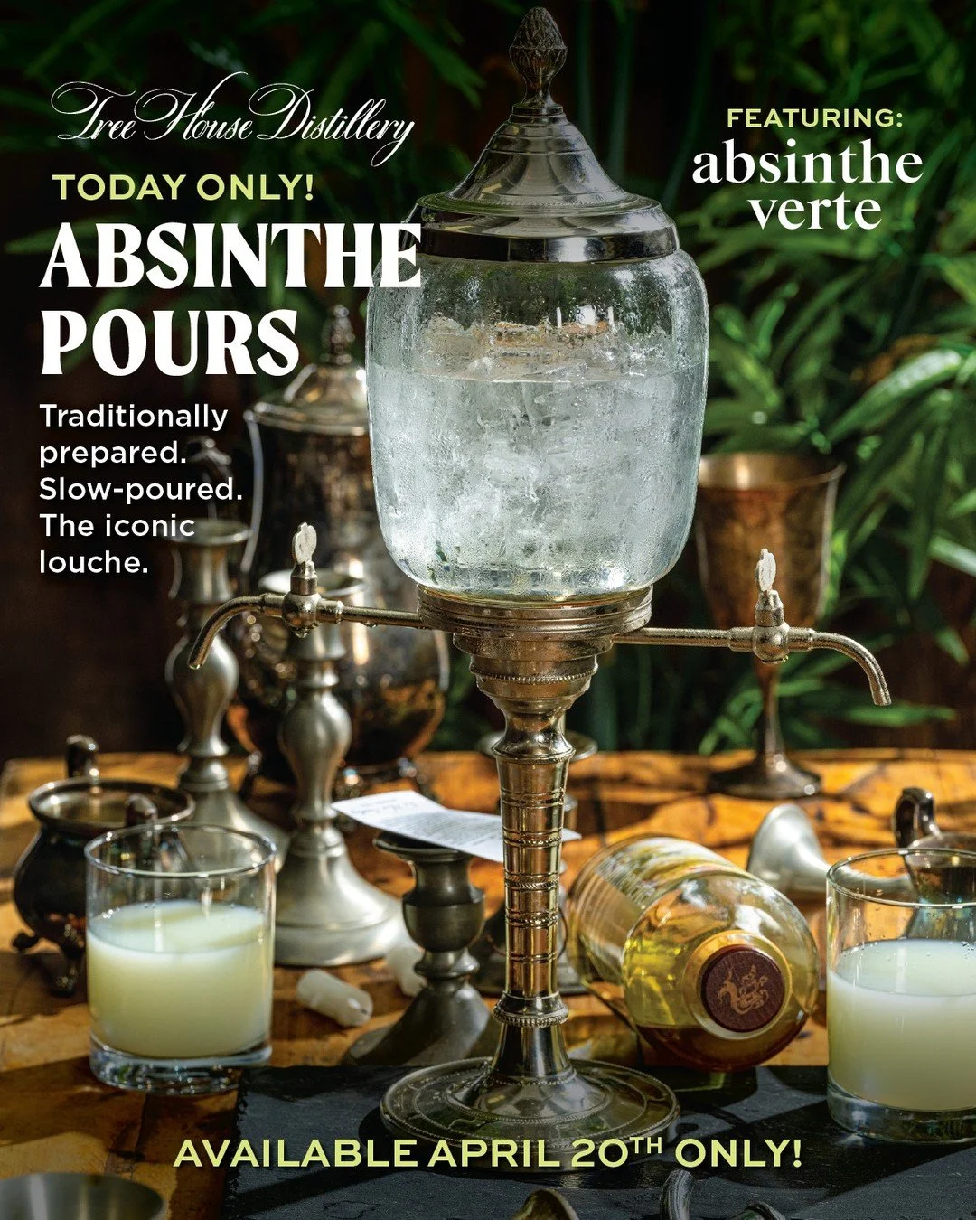 Guys and gals, we have an incredible treat in our distillery locations today. 

Our Absinthe Verte is a wonderfully aromatic spirit and an essential addition to your after-dinner routine as a classic digestif. Its herbal bouquet complements a variety