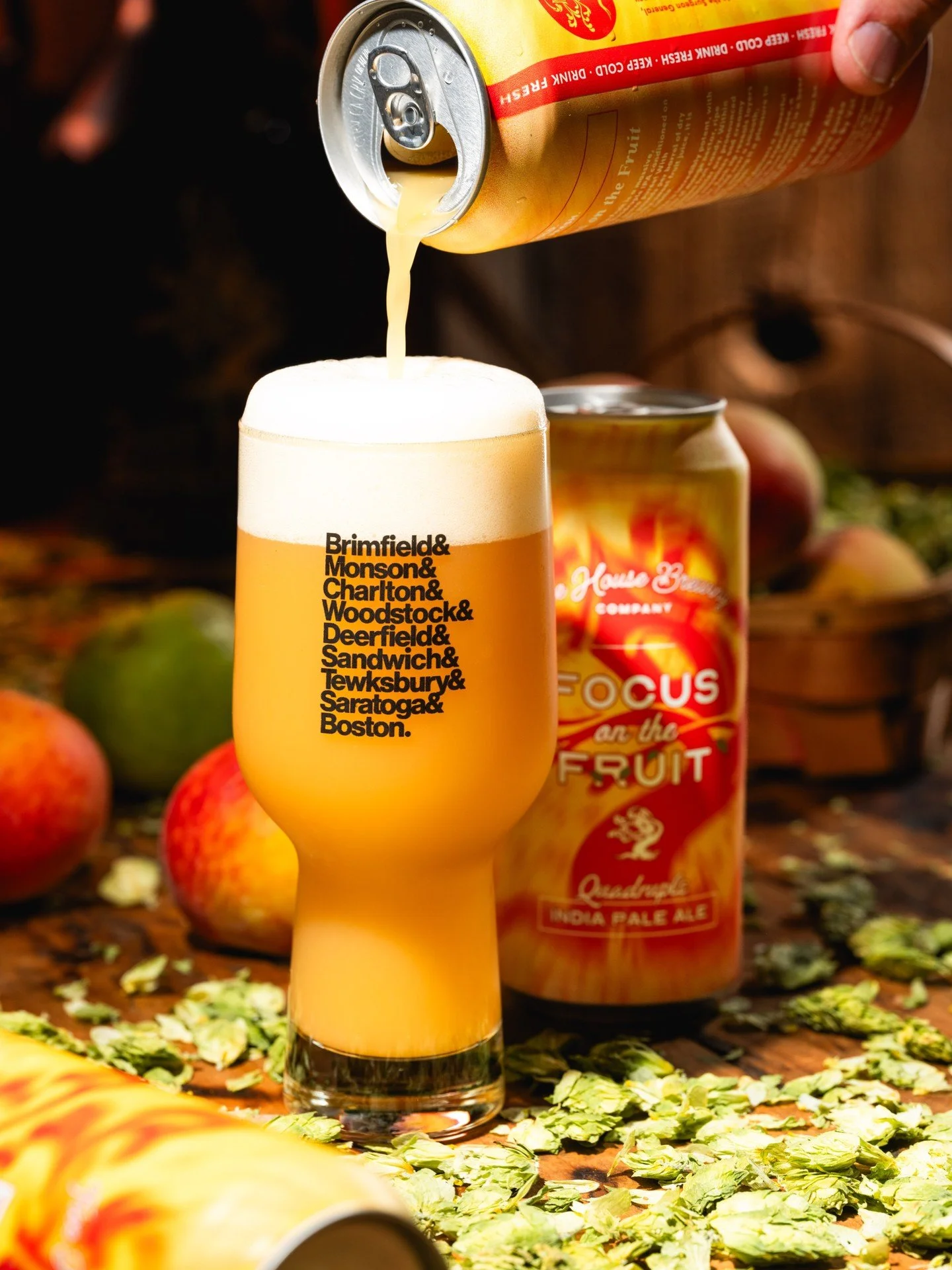 Double. Digit. Dry-hop.

Focus on the Fruit is our first fruited Quadruple IPA, featuring whole barrels of peach and guava pur&eacute;e! The hop profile is incredibly potent, with intense aromas of mango nectar, ripe citrus, and passion fruit candy. 