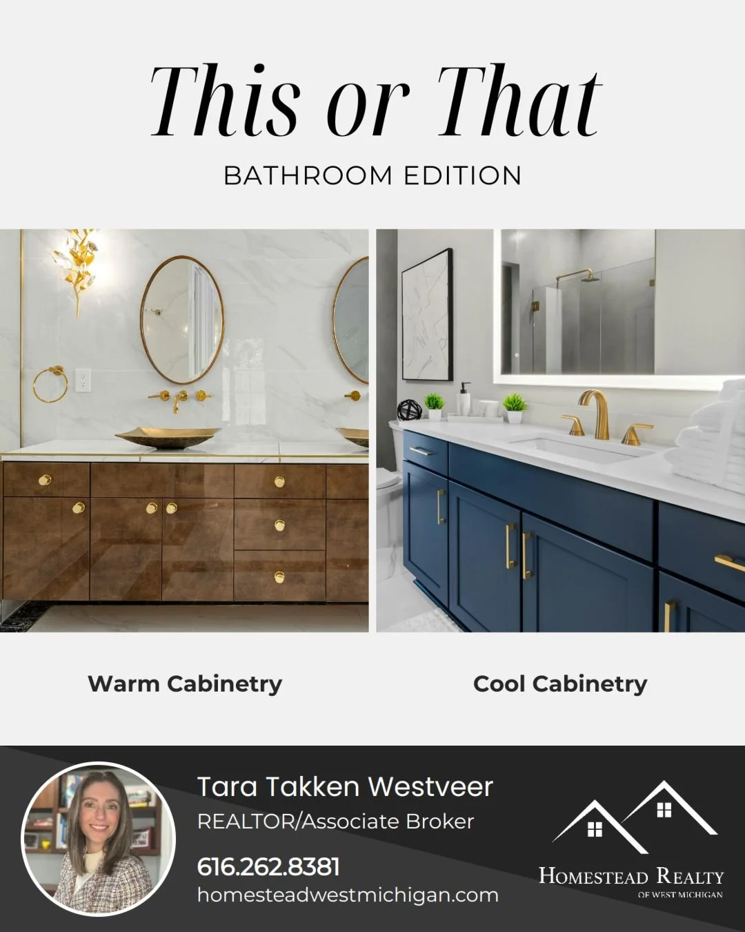 When it comes to creating a modern, spa-like space &mdash; which style speaks to you?

🔥 Warm Cabinetry: rich wood finishes for a clean, natural vibe
❄️ Cool Cabinetry: sleek hues that add depth and elegance

Drop your pick below! Are you Team 