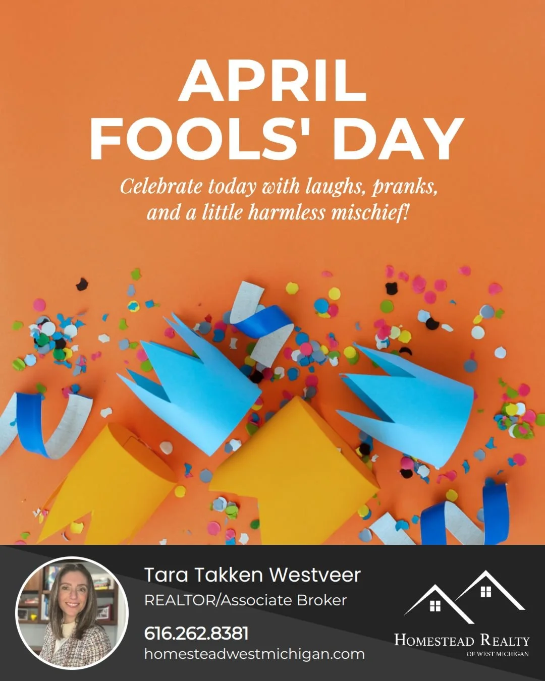 Happy April Fools&rsquo; Day! 😜🎉 Time to embrace a little mischief, share some laughs, and maybe pull a harmless prank or two&mdash;just don&rsquo;t be surprised if the joke&rsquo;s on you!

#homesteadrealtyofwestmi #realtor #LicensedBroker #RealEs