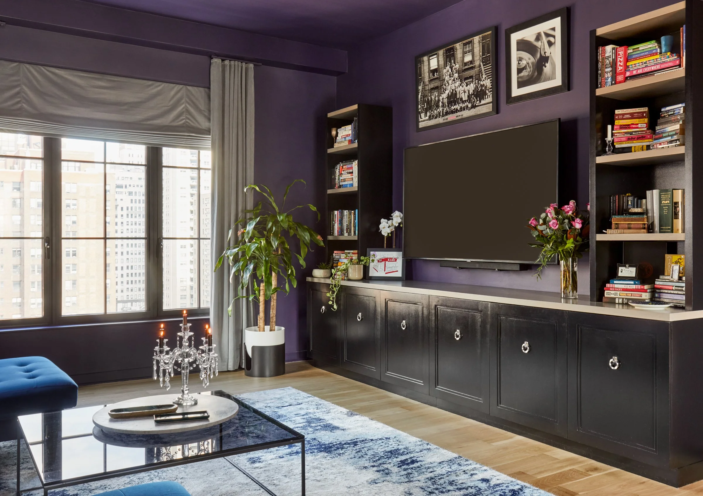 this was once a white box of an apartment is now full of personality and reflects the clients' style and aesthetic