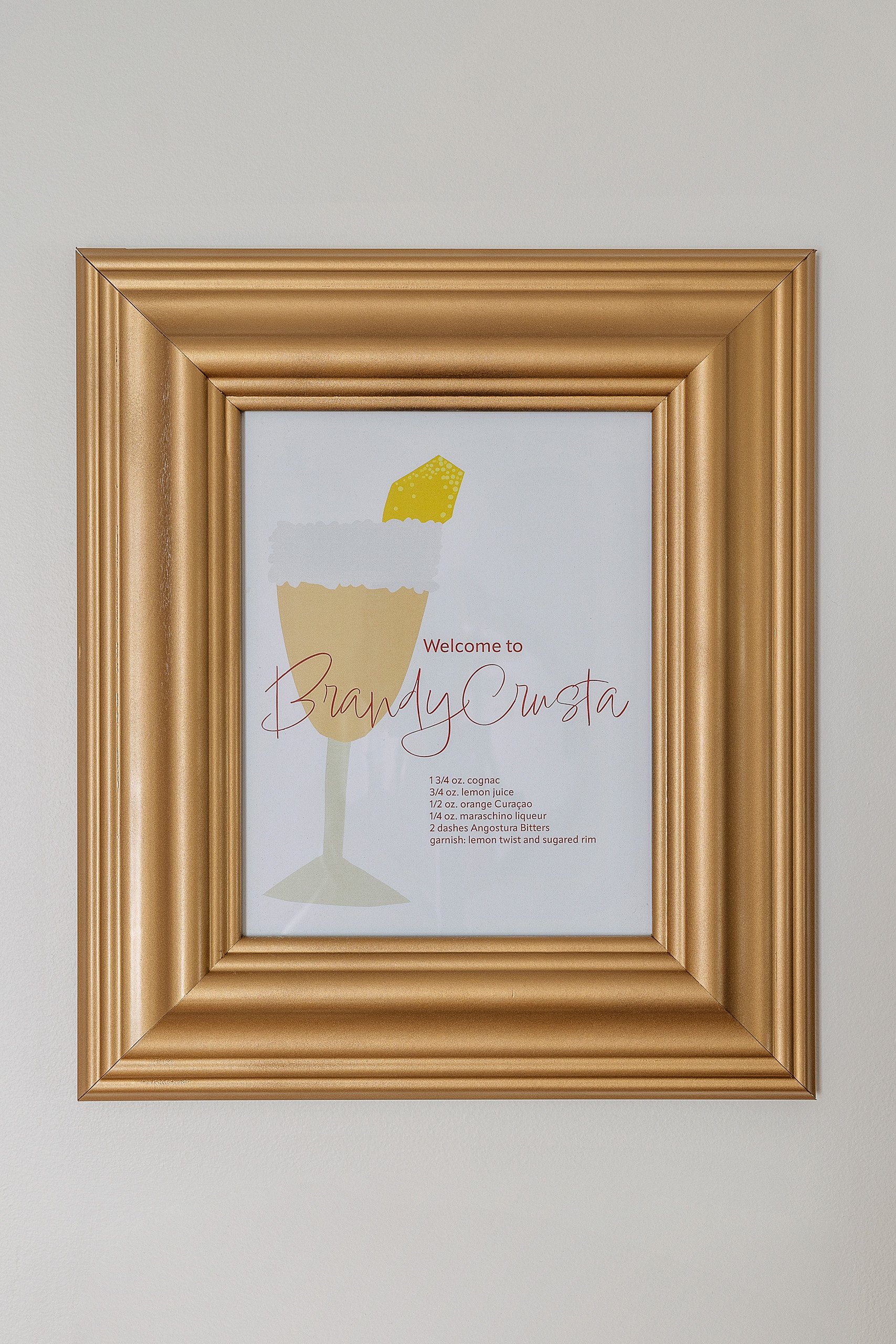 Southern cocktail theme signage for downtown Charleston airbnb carriage house