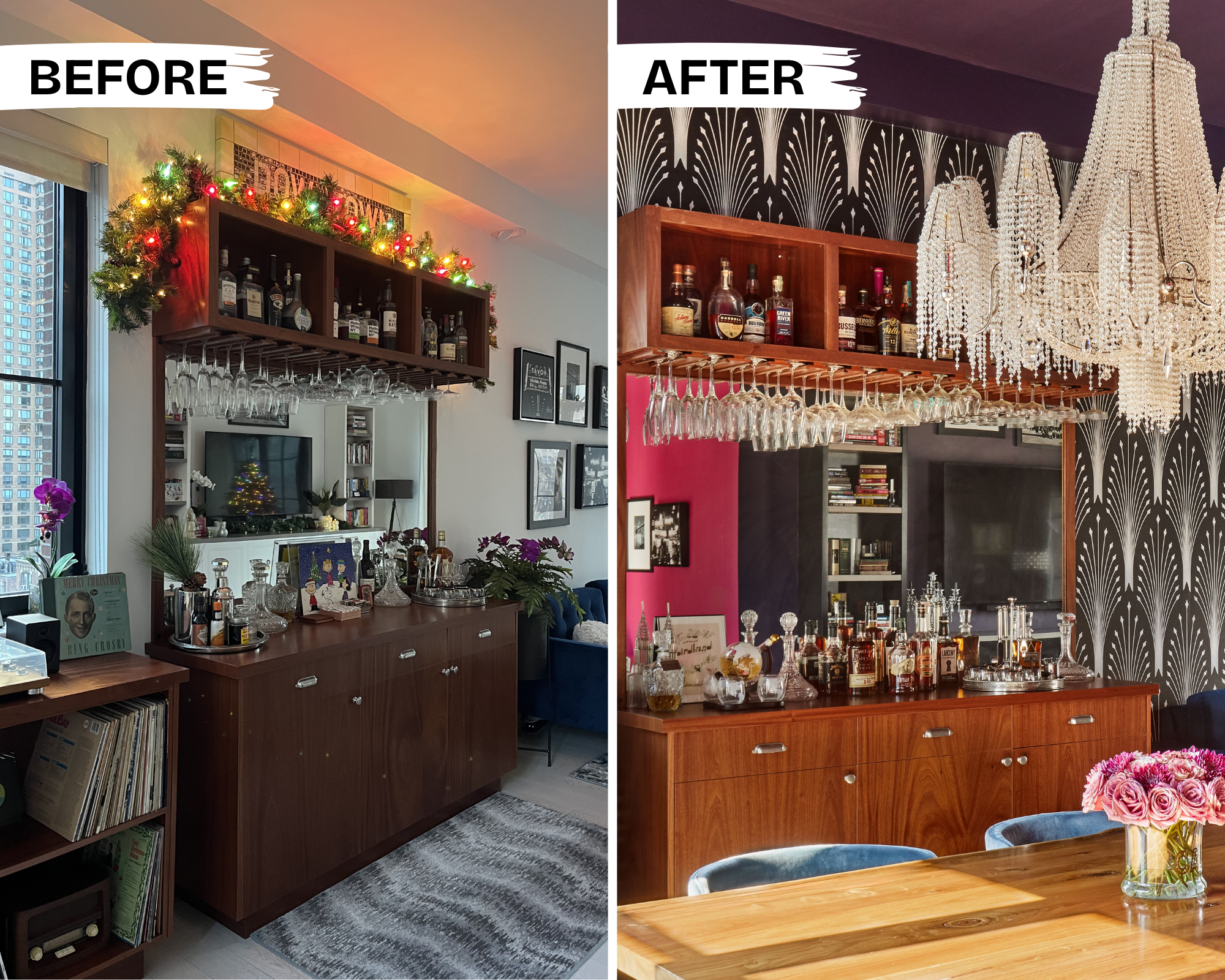 before + after: custom built bar for entertaining 
