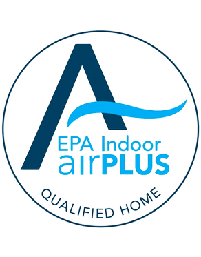 EPA Indoor AirPlus logo with a stylized 'A' and a swooping wave, and the text 'EPA Indoor AirPlus Certified Home'.