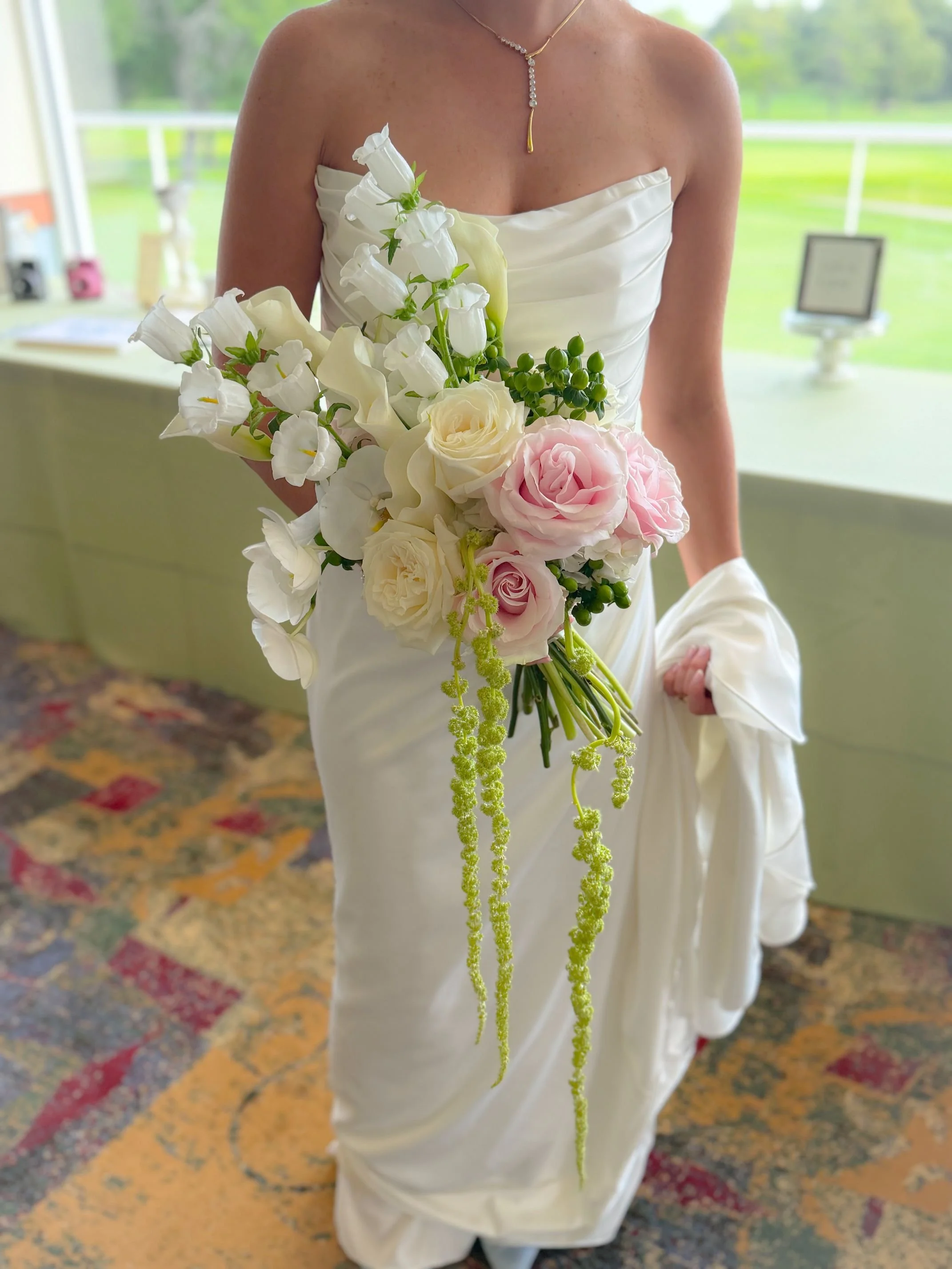 Asymmetrical amaranthus campanula bridal.jpg