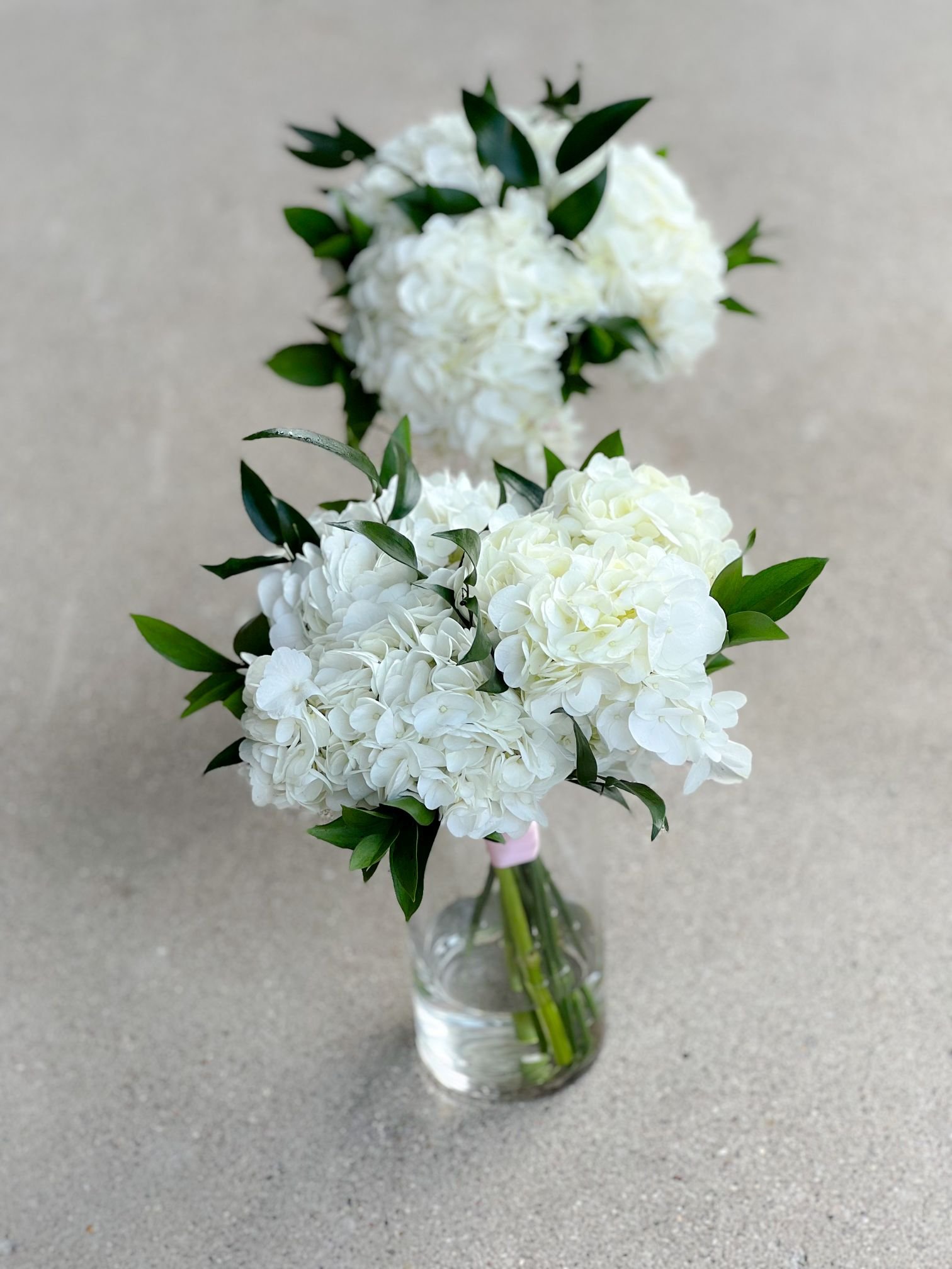 White hydrangea ruscus maids.jpg