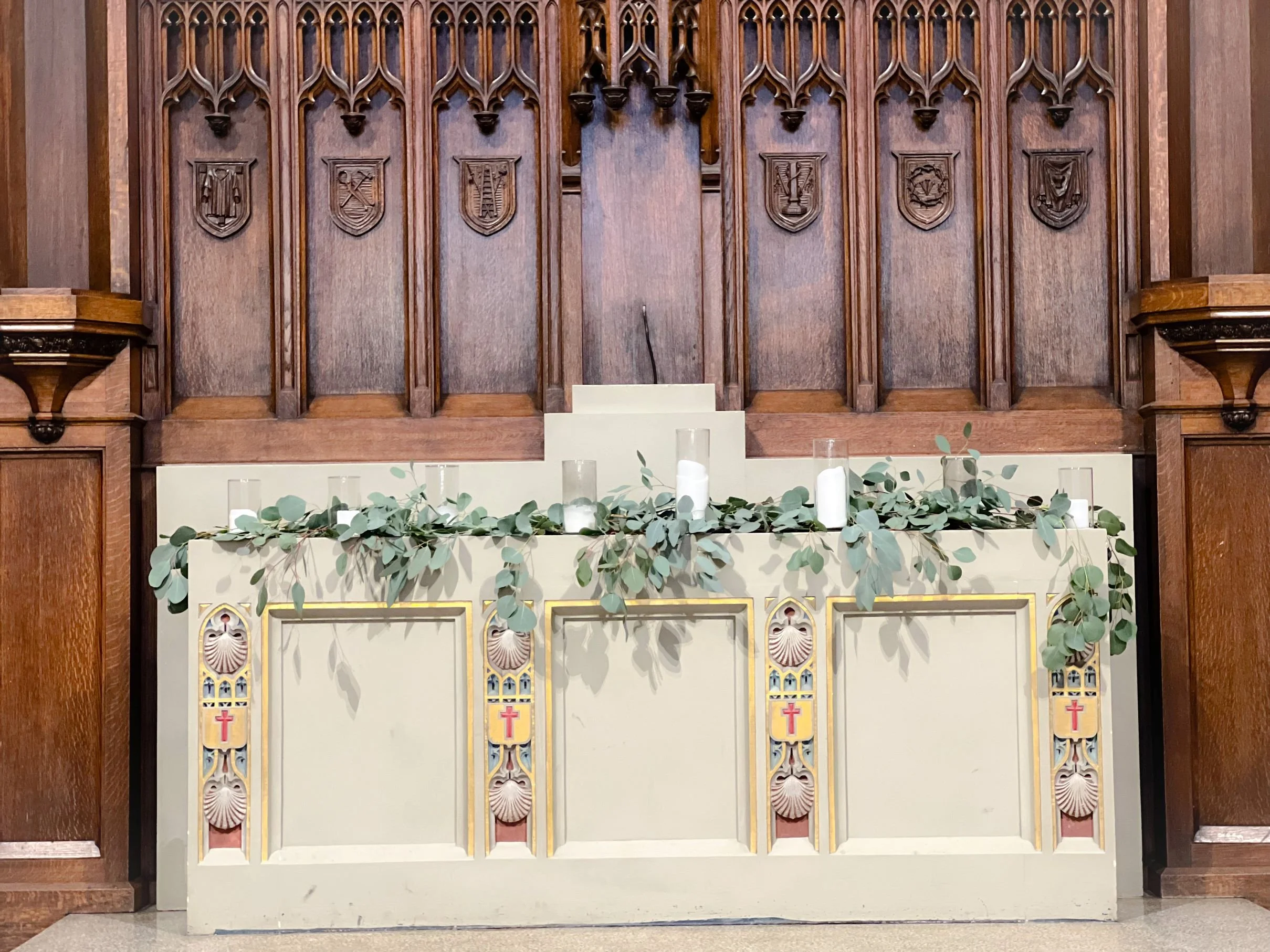 St. James Mantle Euc and Candles.jpg