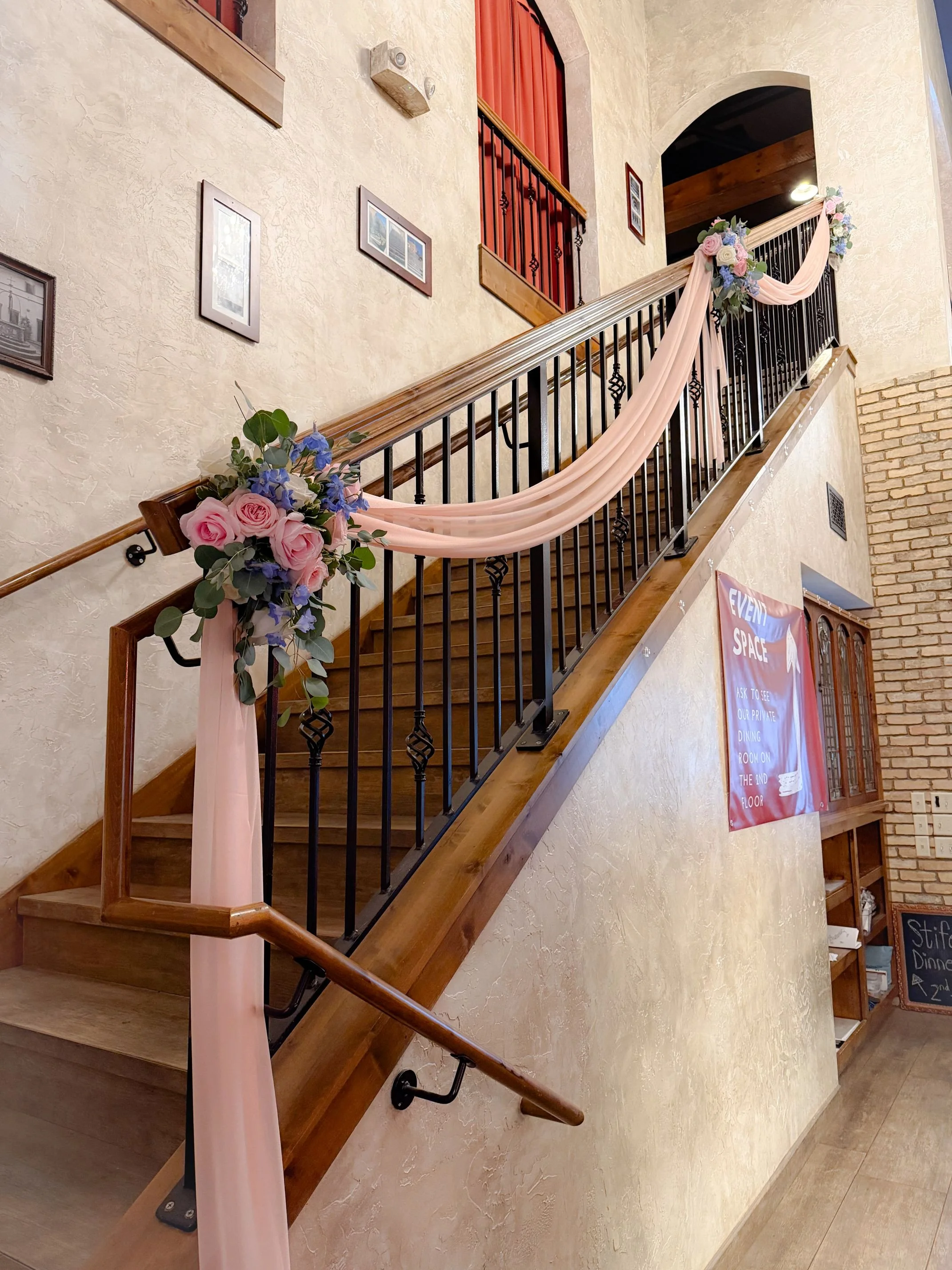 Zarletti staircase fabric and bouquets.jpg