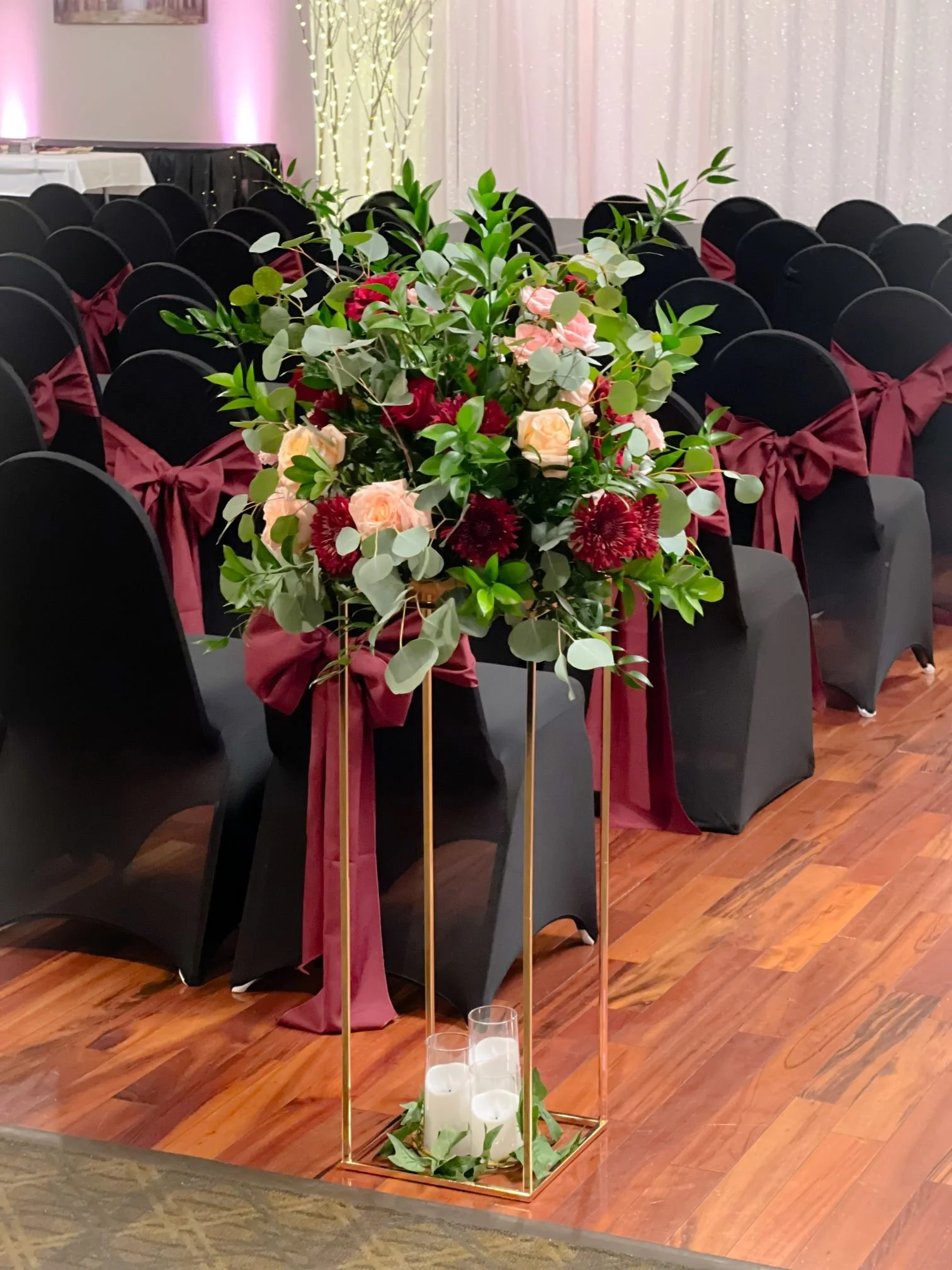 Gold stand burgundy peachy pink ceremony.jpg