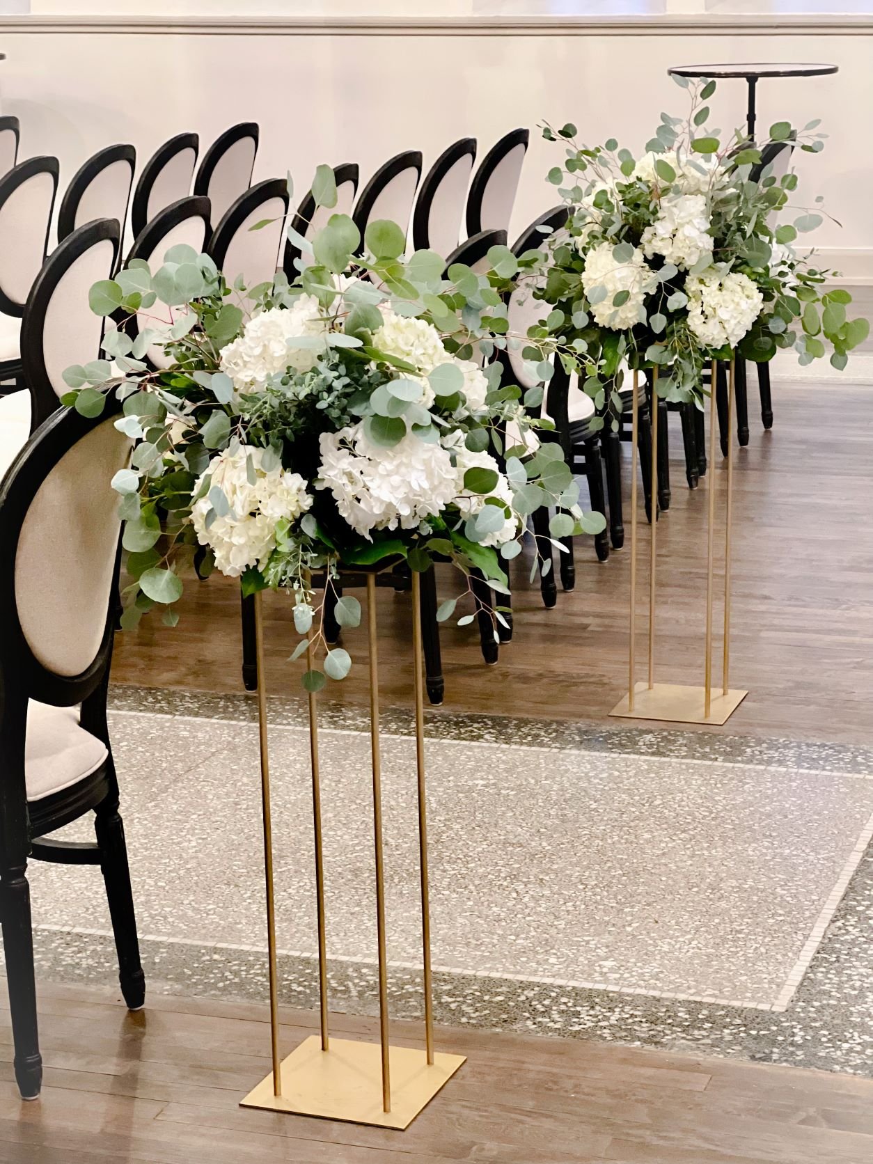 St. James Ceremony hydrangea euc gold stands.JPEG