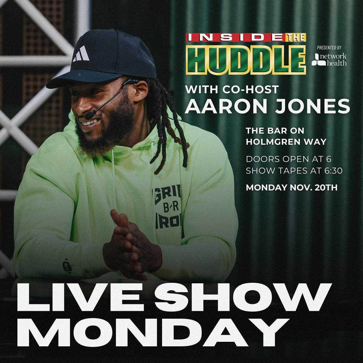 He&rsquo;s back! Monday night we will be joined by @showtyme_33 for a LIVE taping of Inside the Huddle from @thebarholmgrenway 🔥

Doors will open at 6pm and admission is FREE 🎟️