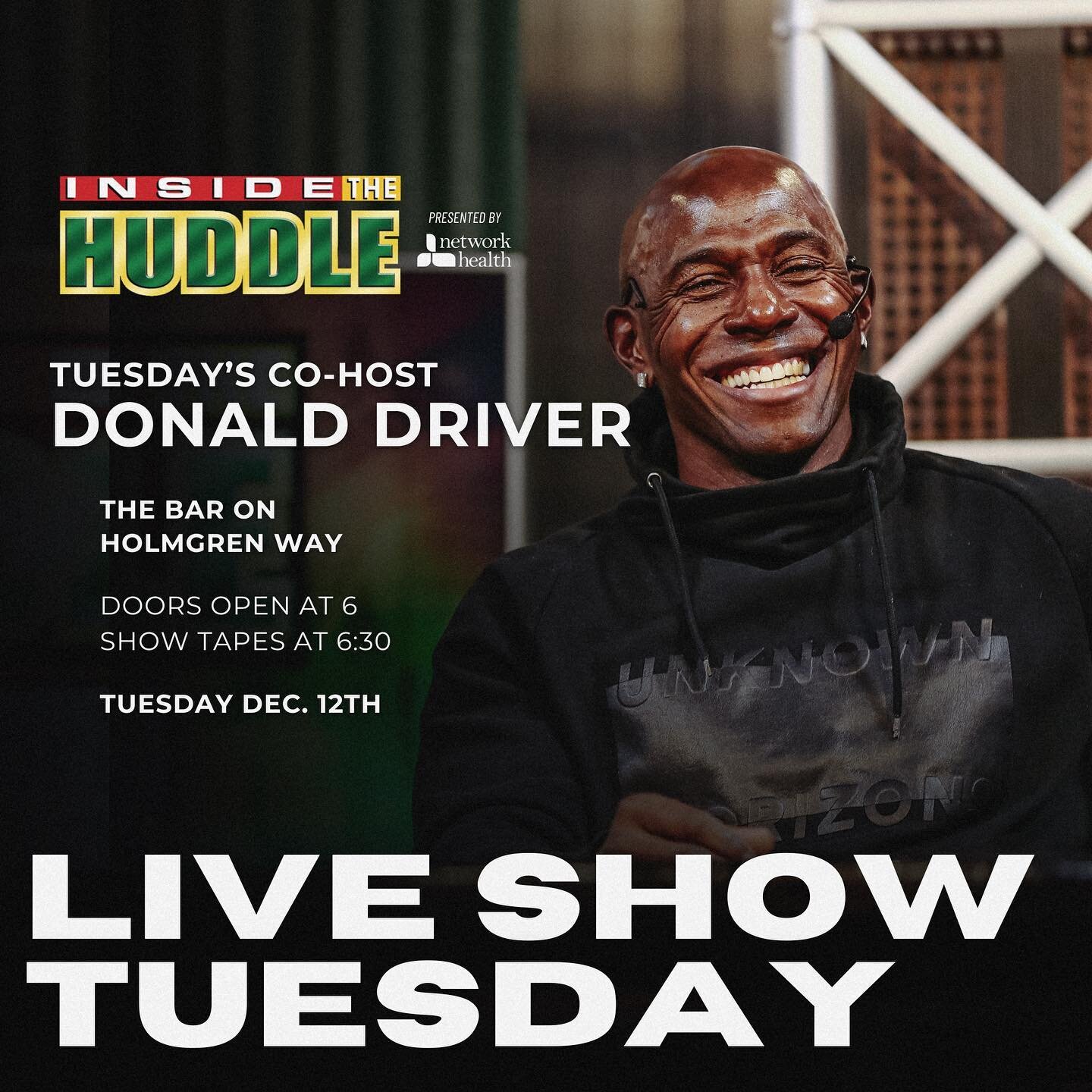 Get excited‼️ Next Tuesday, Green Bay&rsquo;s all-time leading receiver, @donald_driver80 will be back in town to join the show 🔥

Tuesday&rsquo;s show will be BUSY! Make sure you arrive early to secure your spot. We can&rsquo;t wait to see you all 