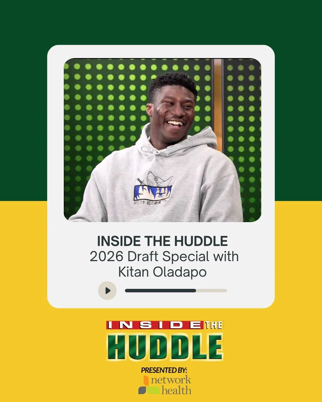 Nothing is set in stone during Draft Week! 🏈

 We&rsquo;ve made a last-minute pivot and are hyped to feature Kitan Oladapo in our Inside the Huddle Draft Special.

Kitan joins us to discuss the current state of the team, the latest Green Bay draft p