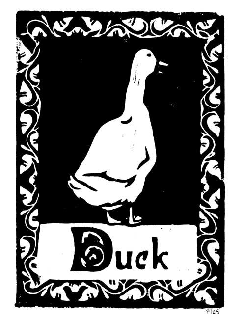 Diving Duck Linocut Print