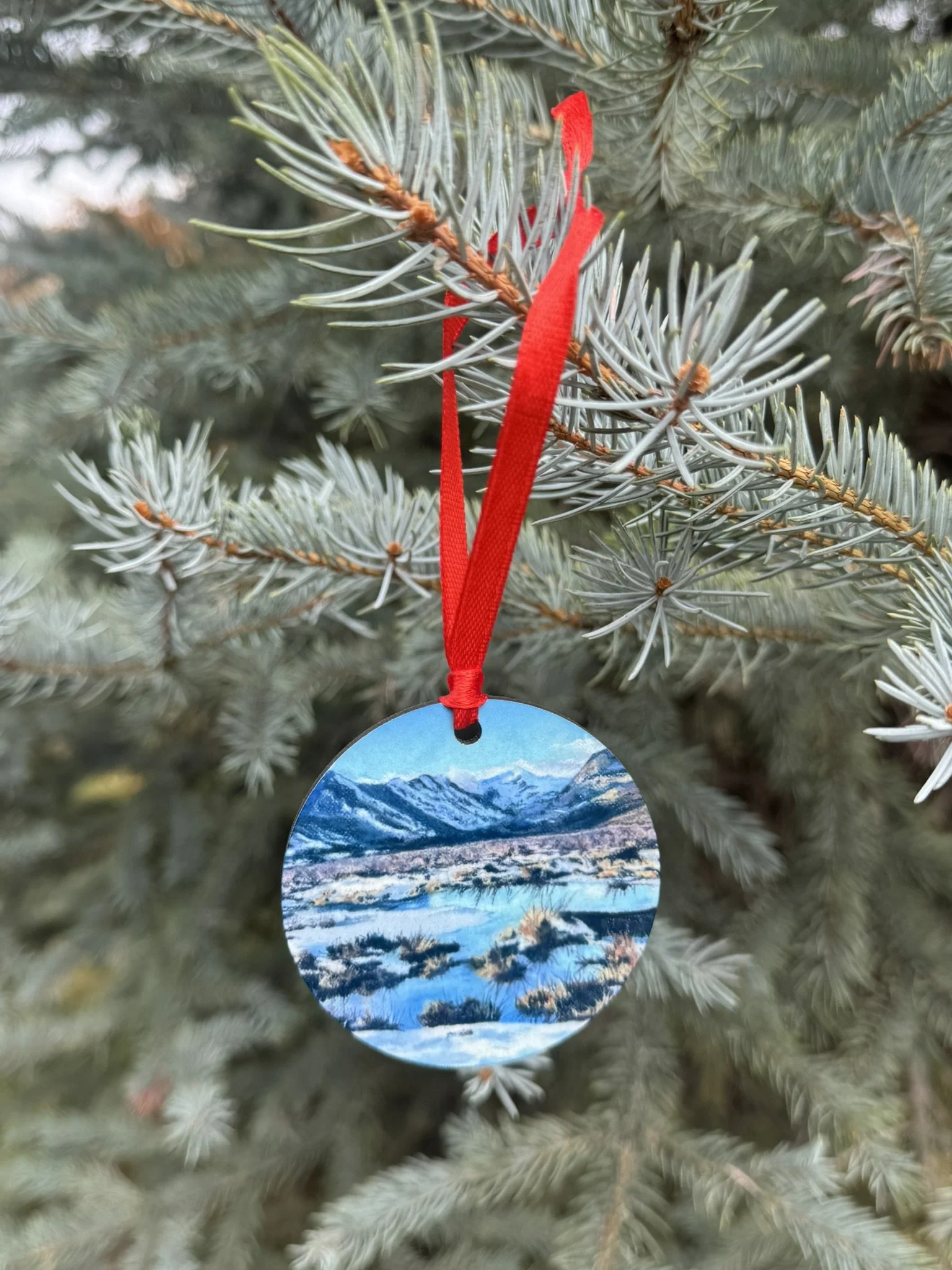Wintry Crested Butte wooden ornament