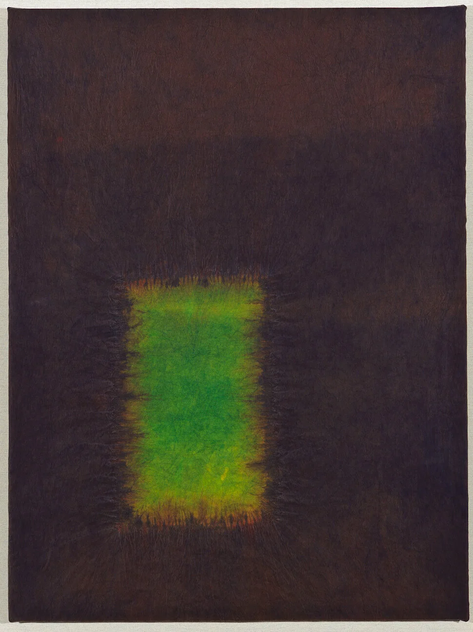 Window, Shibori, indigo and fiber-reactive dye on silk, 48" high x 36" wide