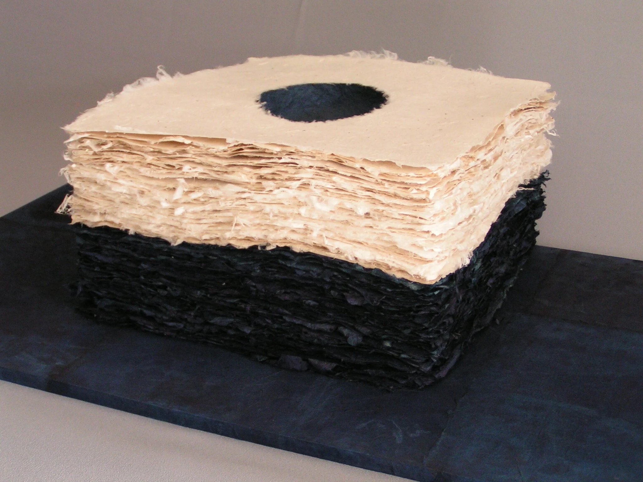 Blue Bowl No. 1, Kozo and indigo, 12" long x 12" wide x 8" deep, Click the image to see detail photos