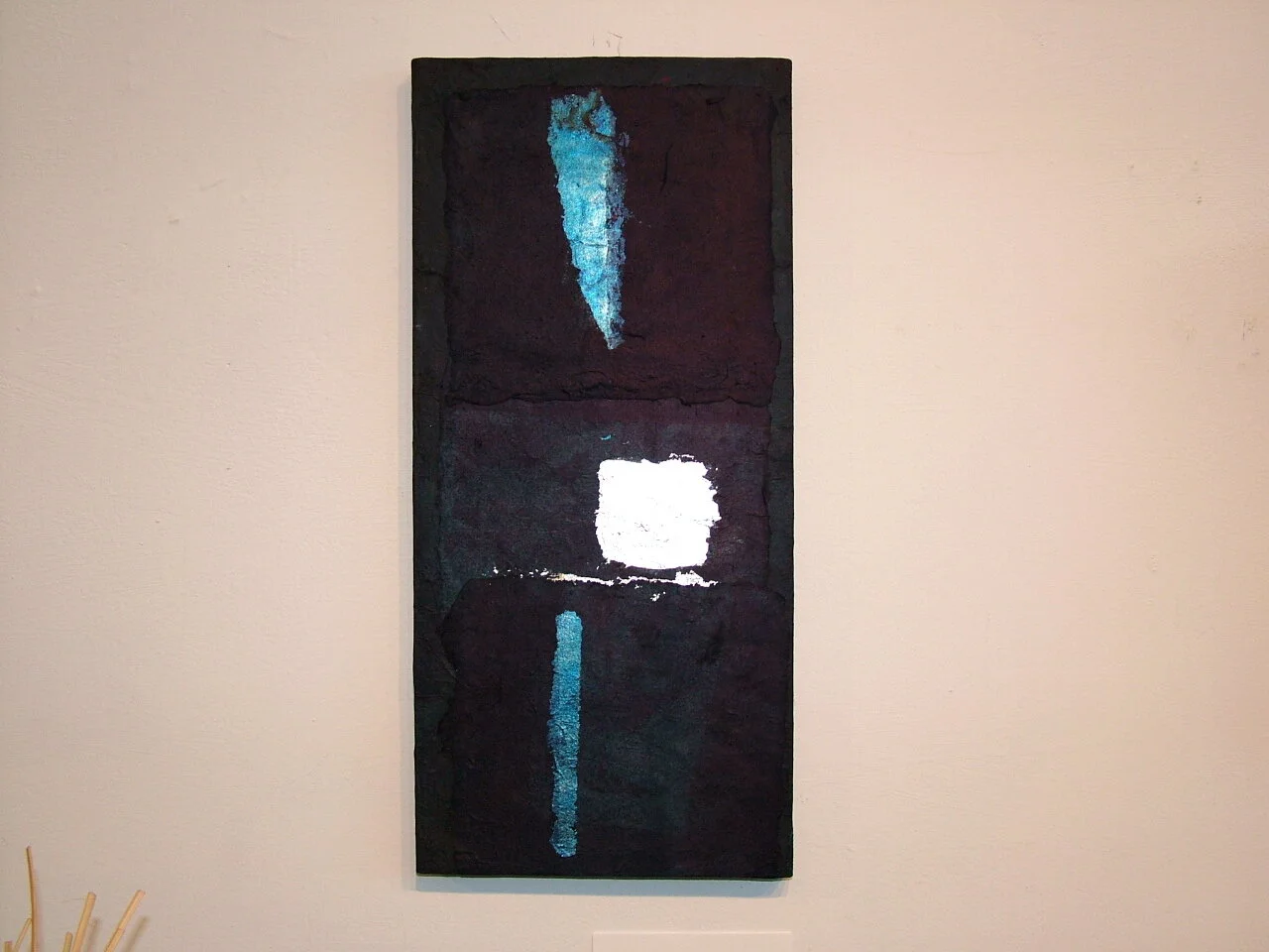 Kozo, silver leaf and indigo on board, 12" high x 6" wide, 2006