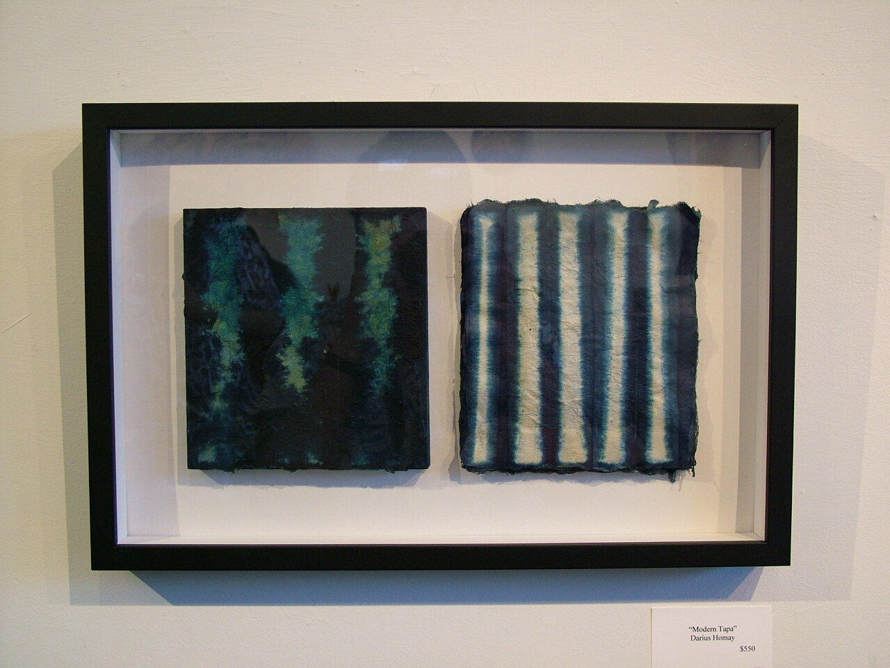 Kozo and indigo on board, 11" wide by 5" high, 2006