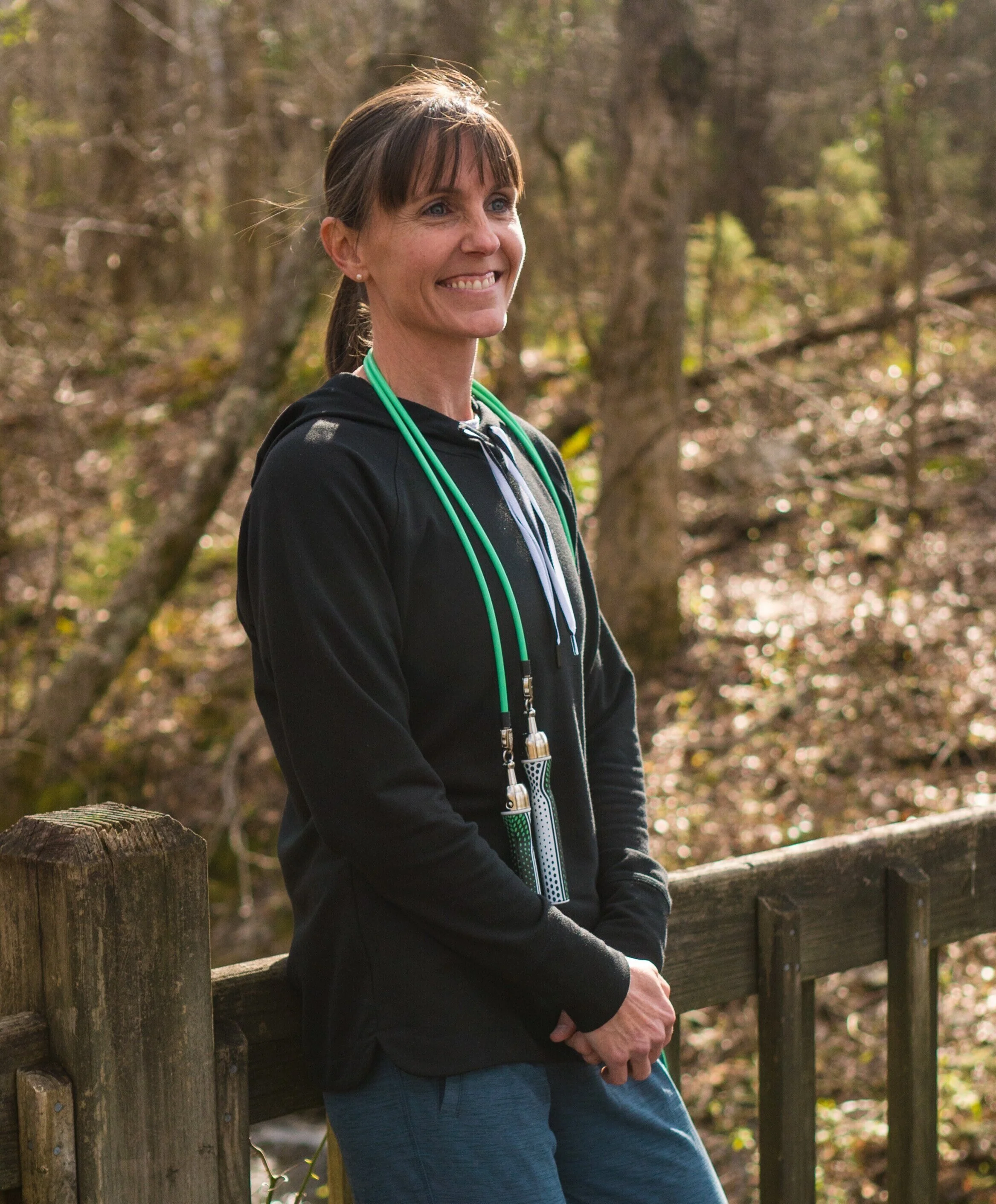 Claire's profile picture with 1/4 lb Crossrope around her neck