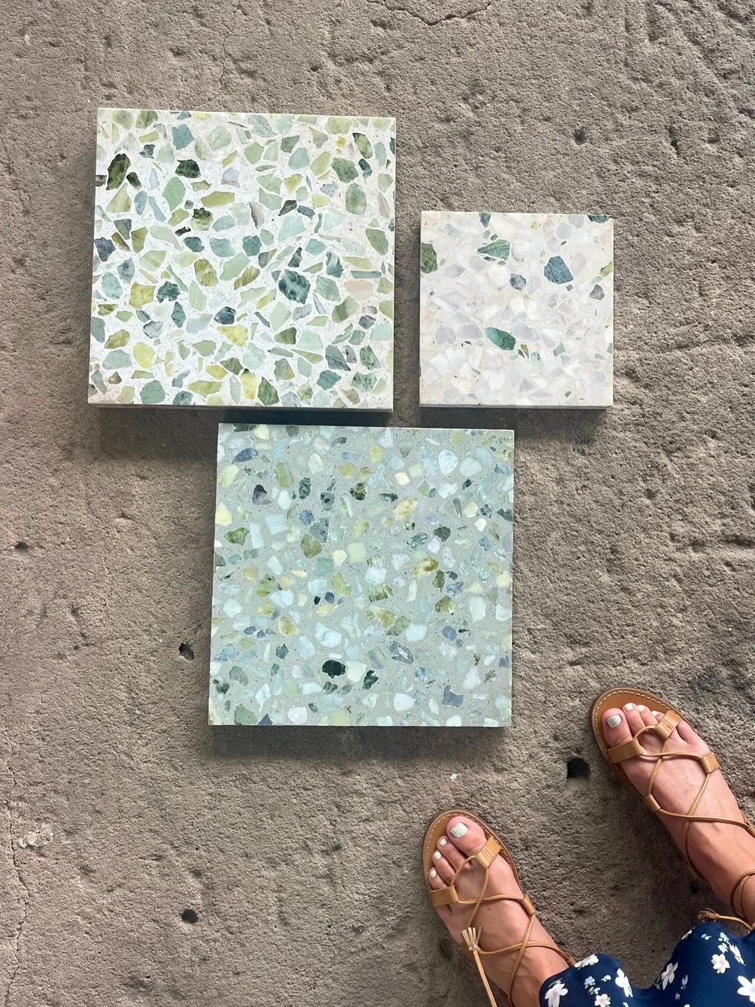 topaz tones 🥝 //
⠀⠀⠀⠀⠀⠀⠀⠀⠀
〰️ add a pop of green to your tile + countertops with topaz chip &mdash; shown here in alabaster large topaz chip, alabaster evergreen, and sage large marble + topaz chip 🐍