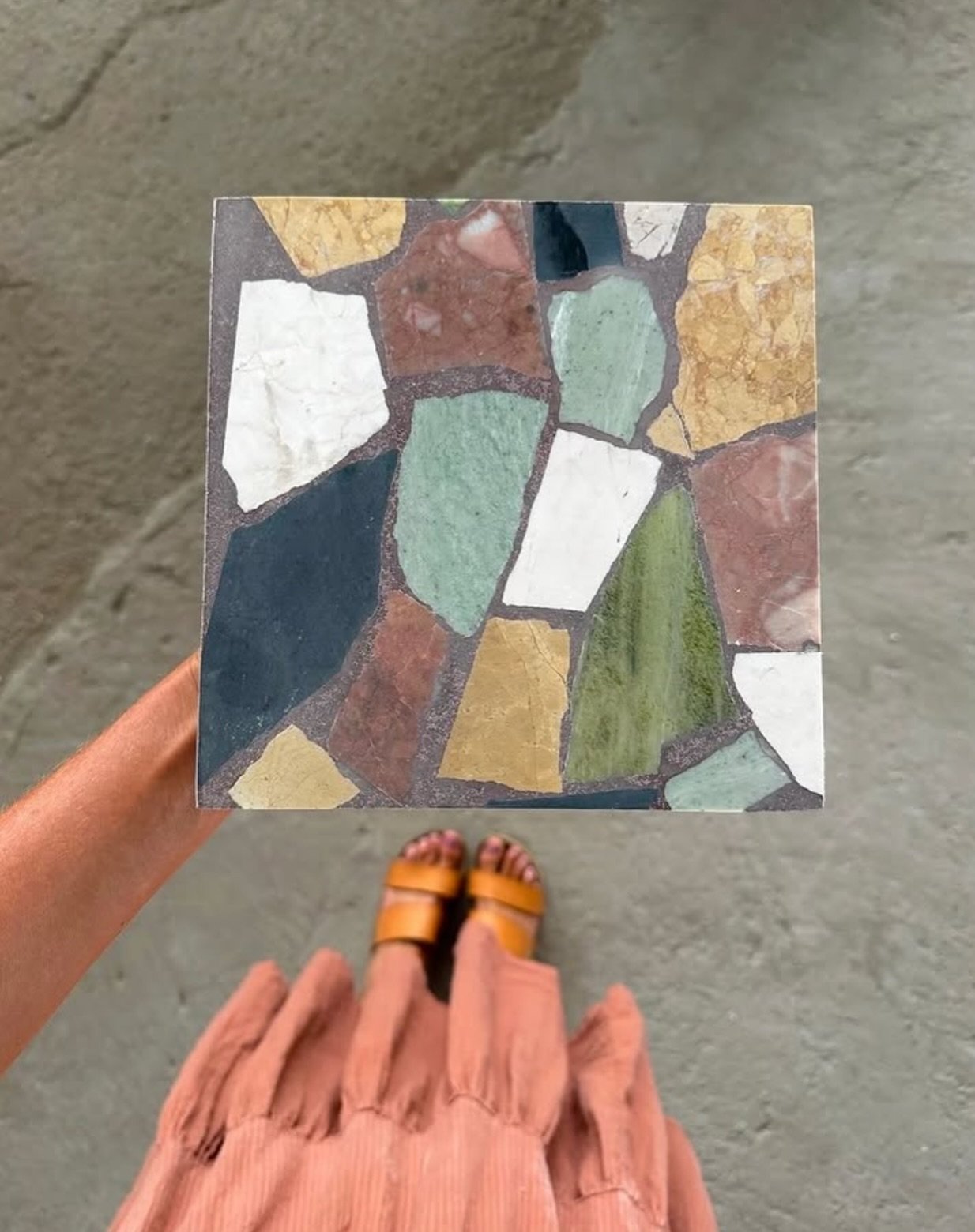 pezzi perfection 🍒 //

our newest terrazzo development 〰️ available in tile, paver, slab &amp; tabletop format 💥 this is mulberry xl eichler mix