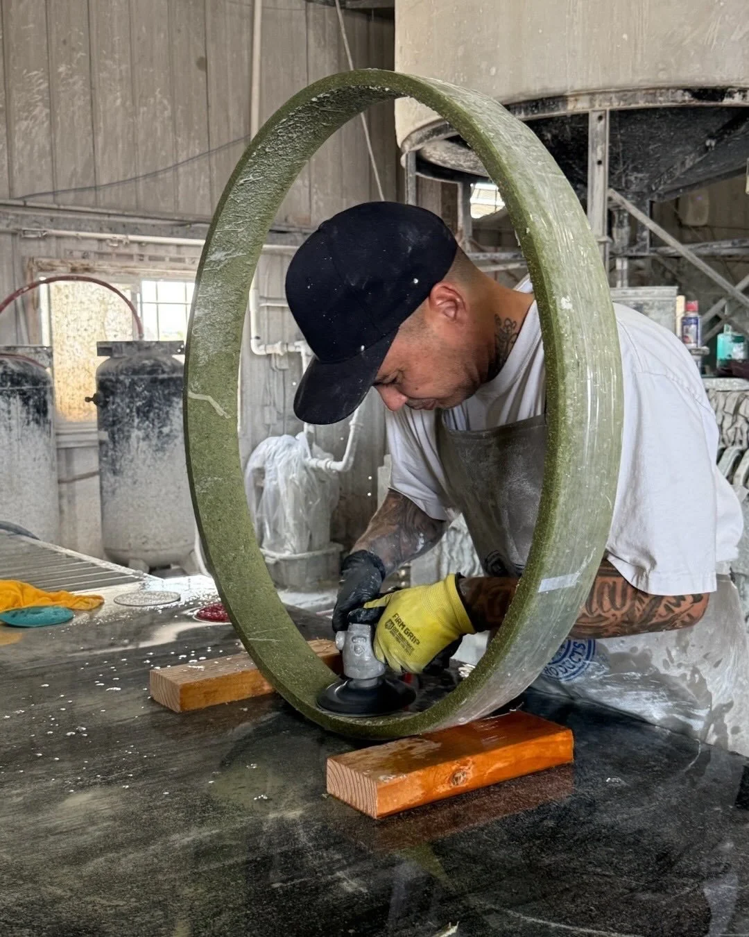 round window = main character energy //

and to cap it off a custom round terrazzo window trim in lichen xs amber chip hand made in our San Diego shop