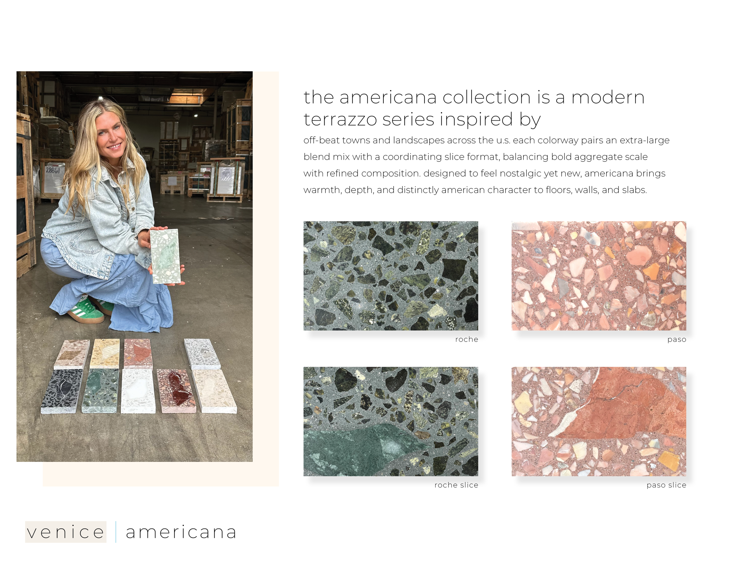 the americana collection is a modern terrazzo series