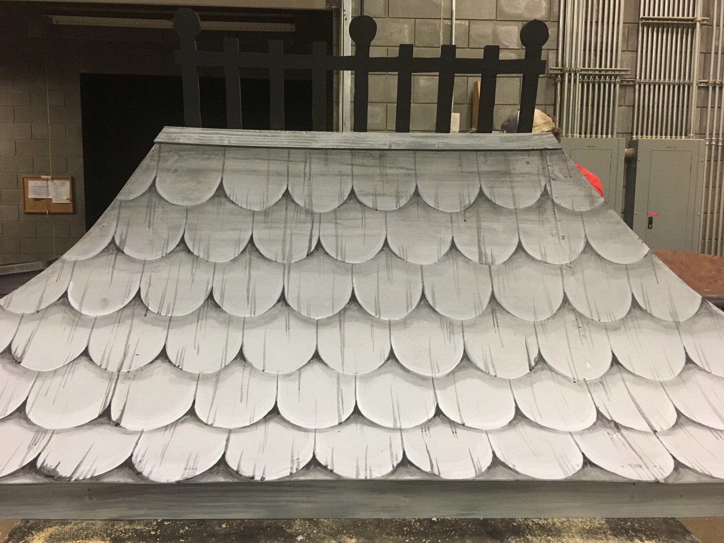 The Addams Family, Georgia Repertory Theatre 2018,  mansion roof (close-up)