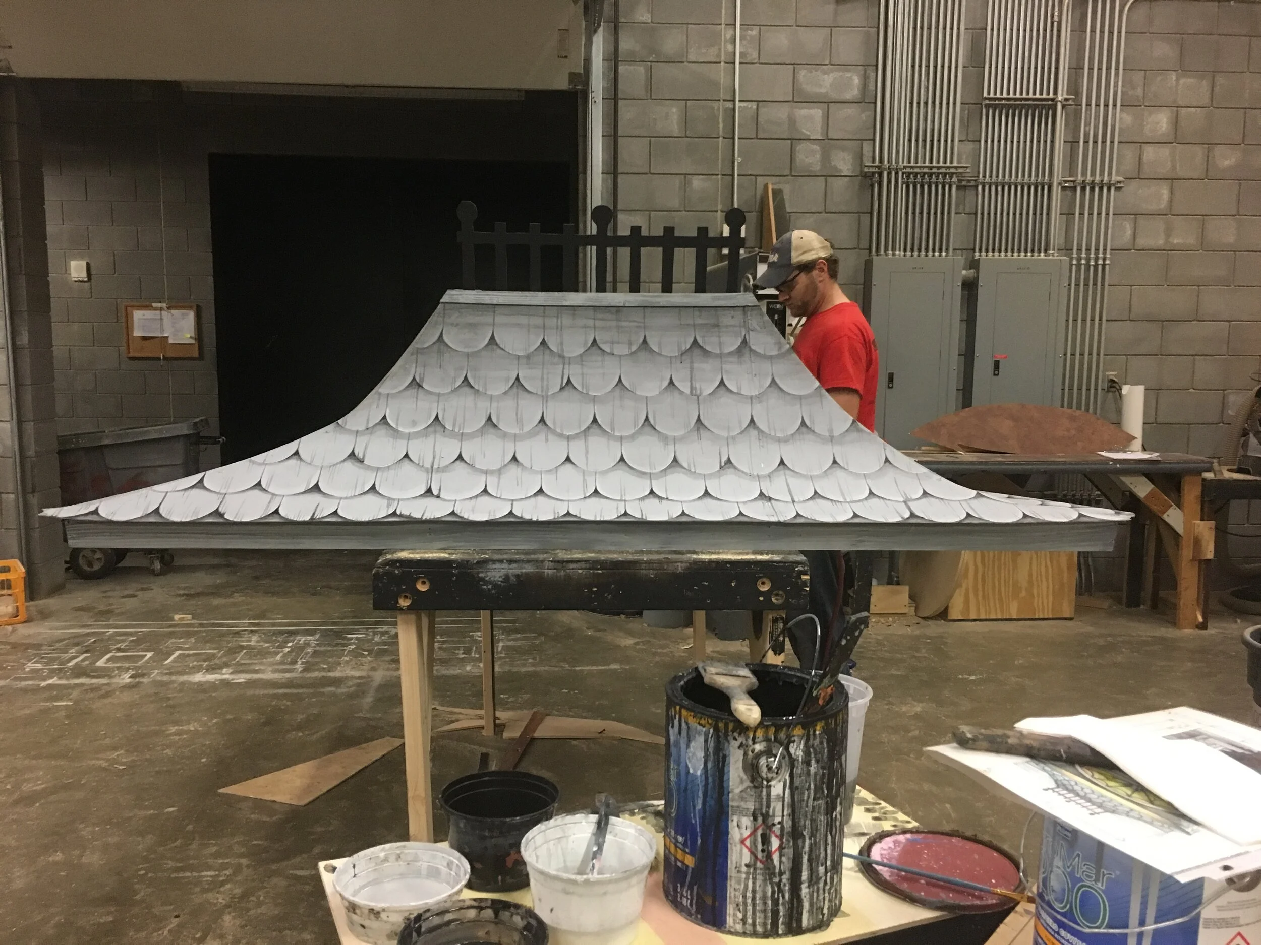 The Addams Family, Georgia Repertory Theatre 2018,  mansion roof (process)