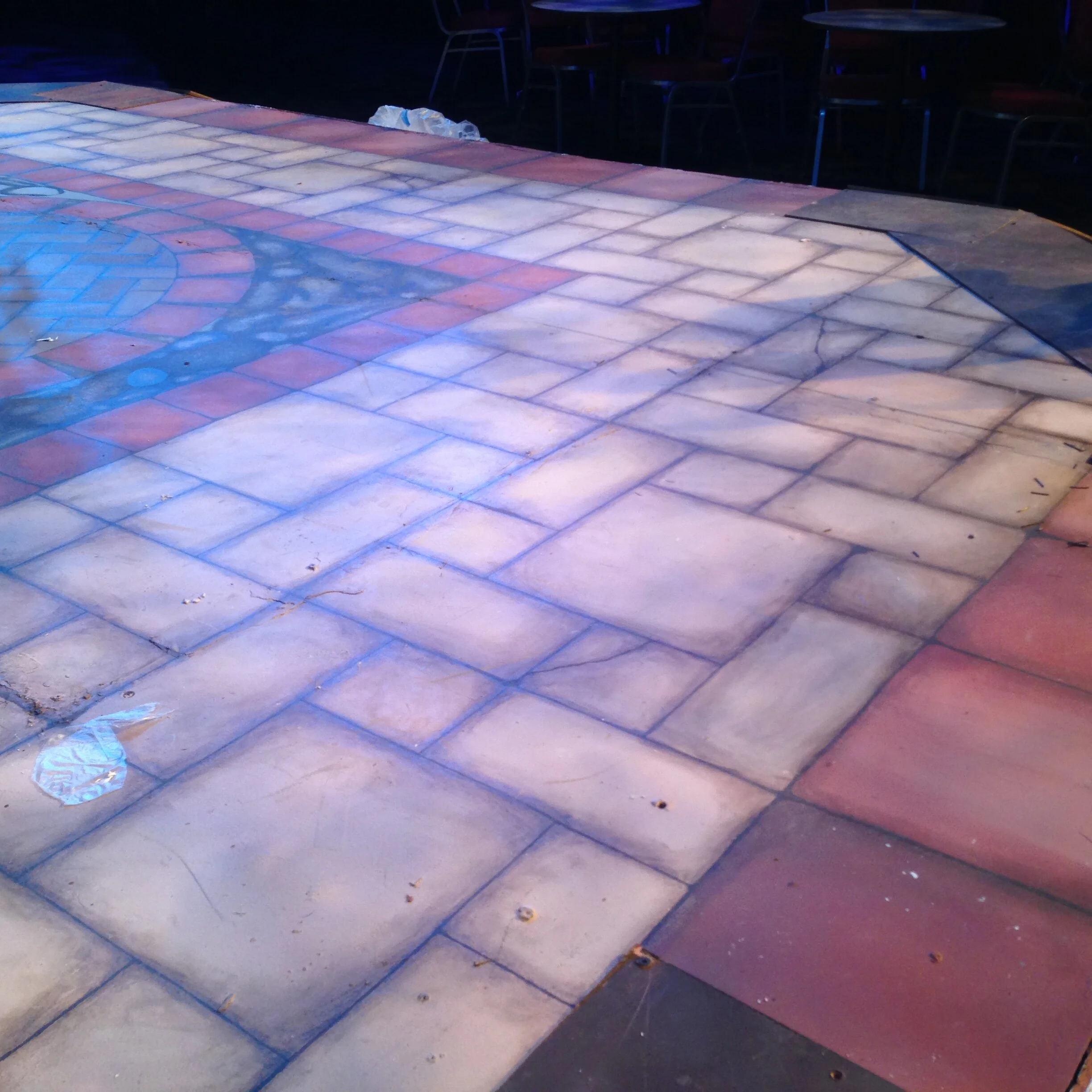 Much Ado About Nothing, Columbus State University Riverside Theatre Complex 2014, center platform stonework (process)