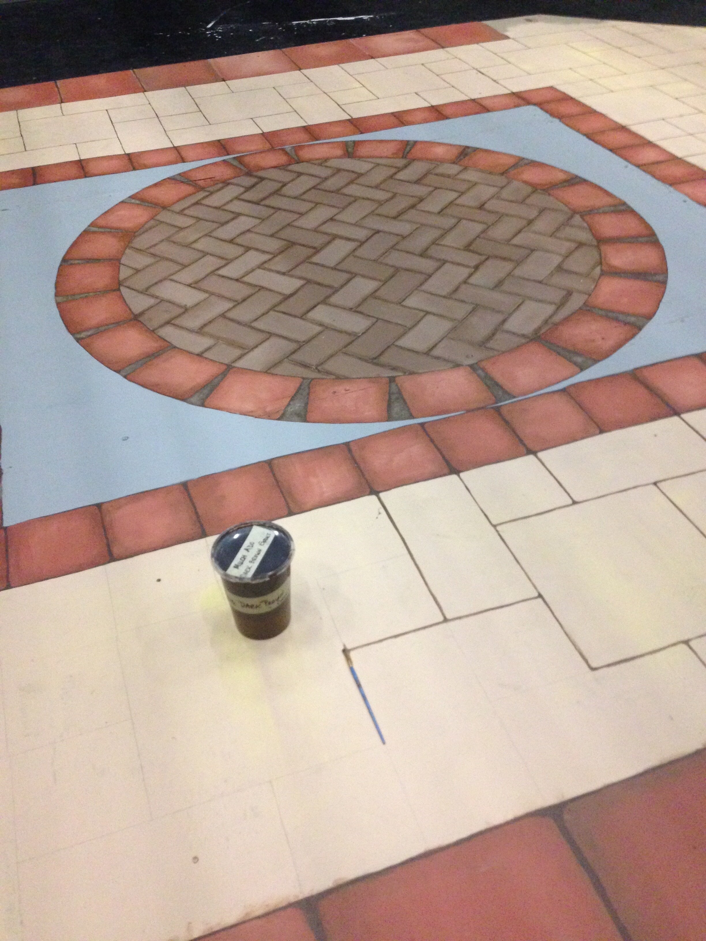 Much Ado About Nothing, Columbus State University Riverside Theatre Complex 2014, center platform stonework (process)