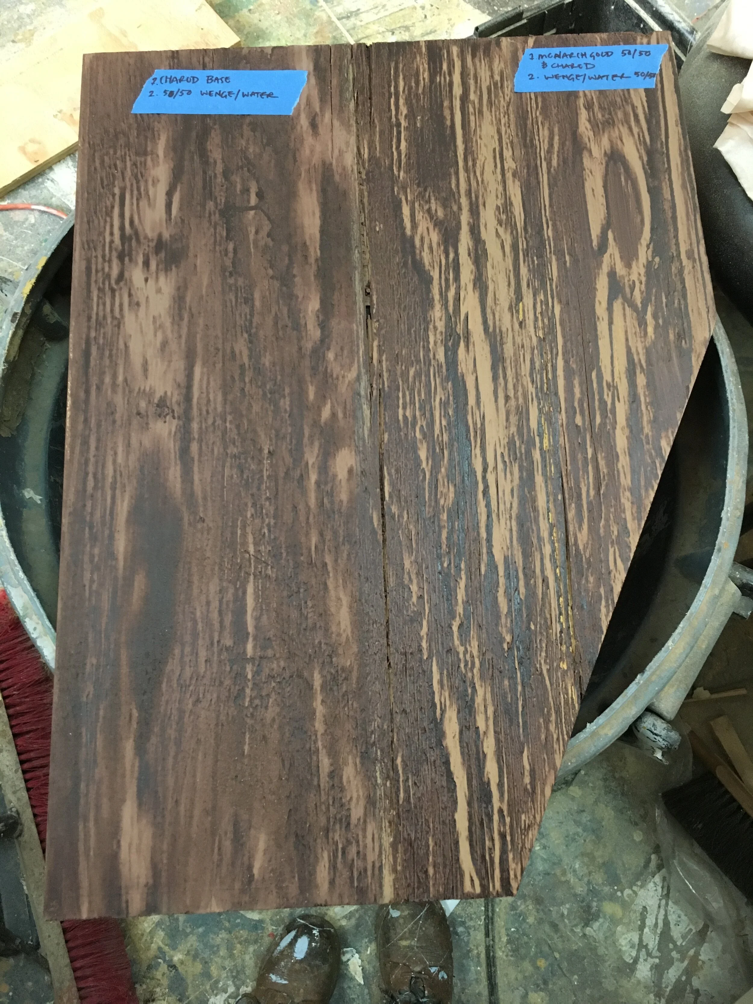 Morningside, Georgia Repertory Theatre 2017, flood treatment wood grain sample options 