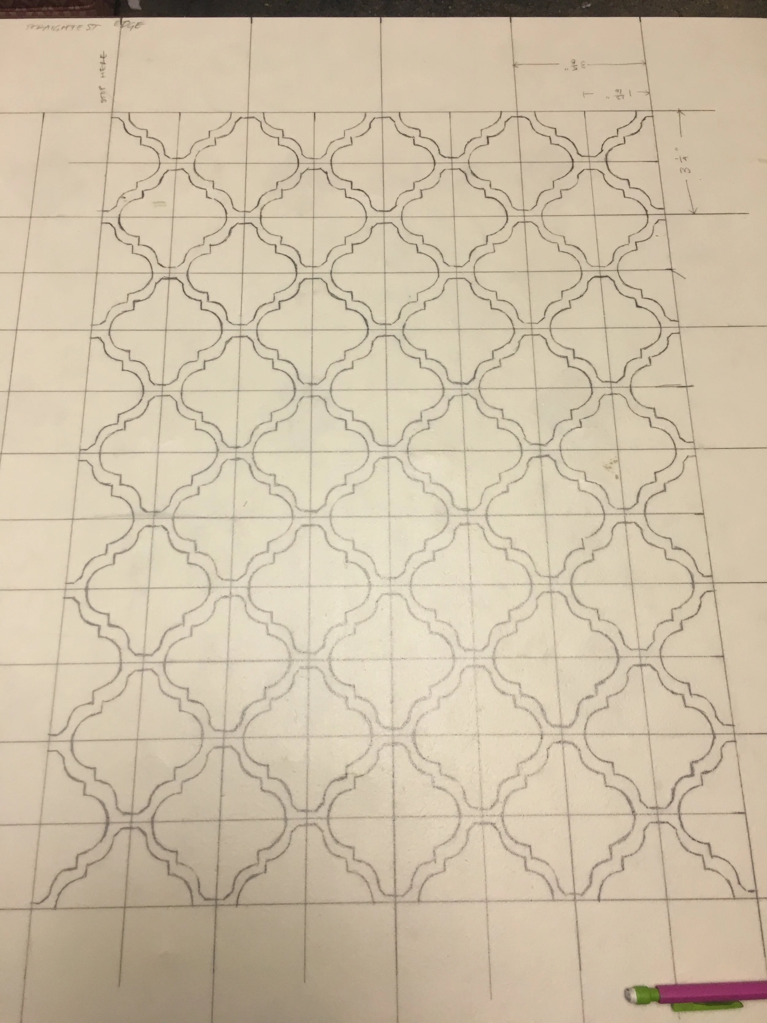 Morningside, Georgia Ensemble Theatre & Conservatory 2017, kitchen backsplash stencil (process)