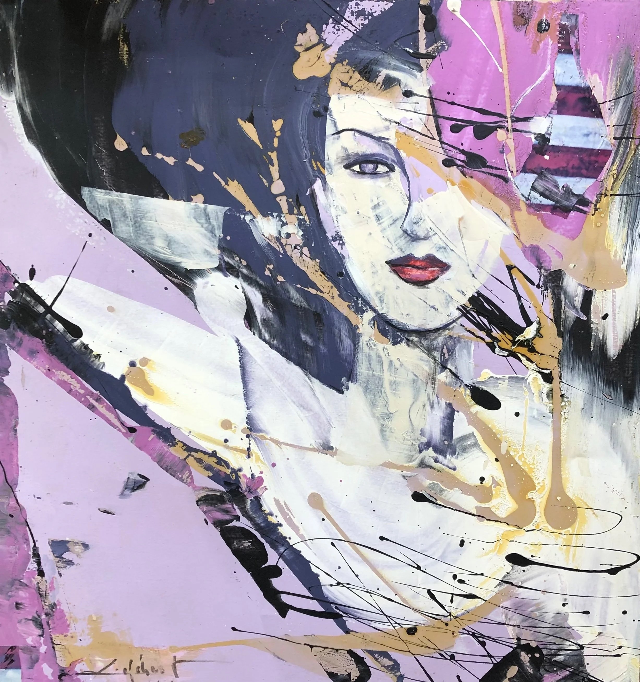 Bella | Mixed media on metal | 29 × 27 in