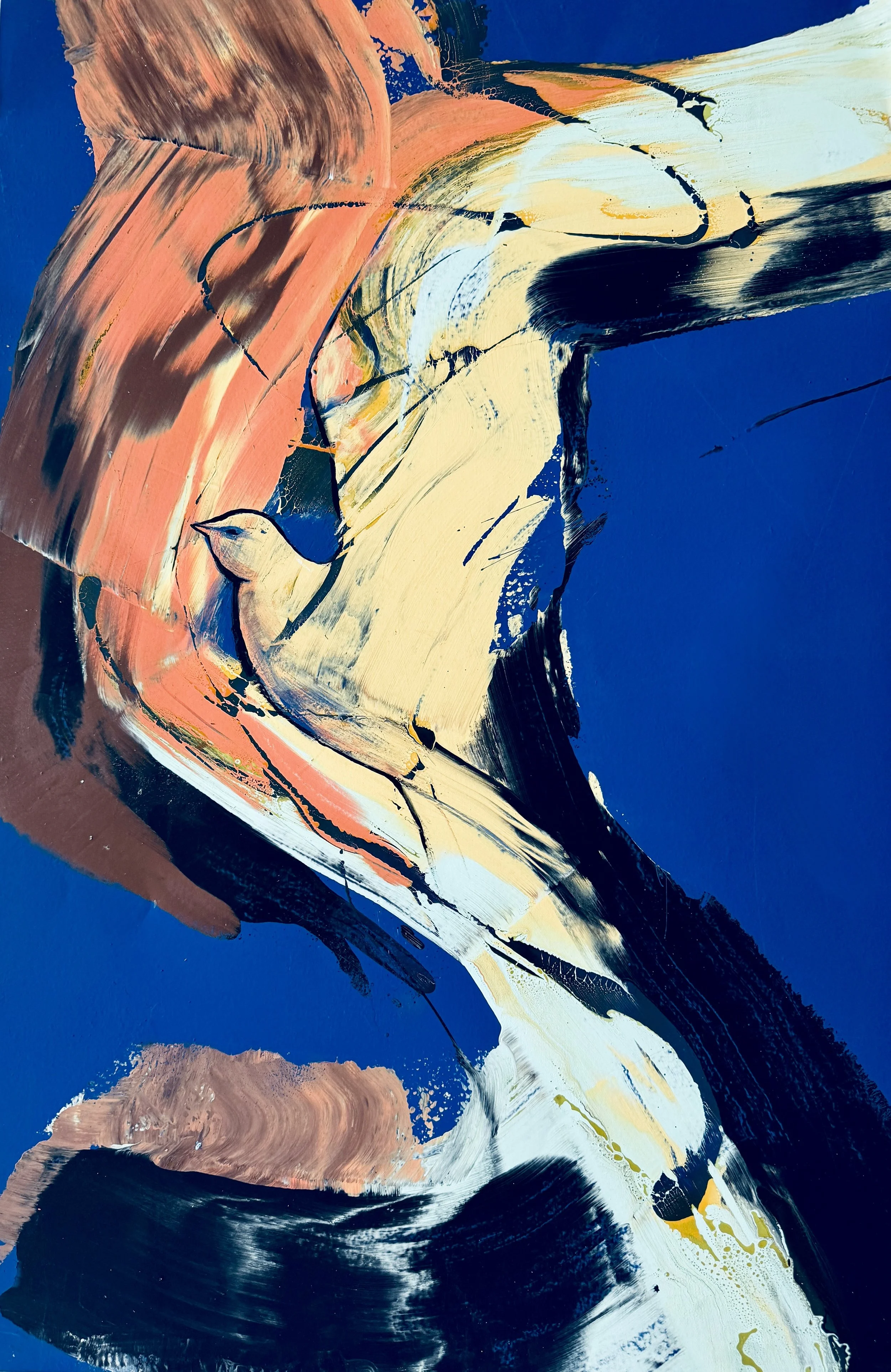 Bird 3 | Mixed media on metal | 35 × 23 in
