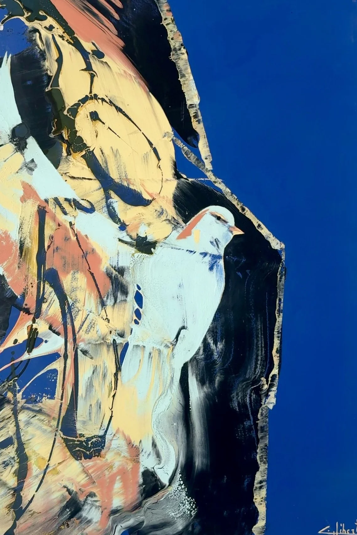 Bird 2 | Mixed media on metal | 35 × 23 in
