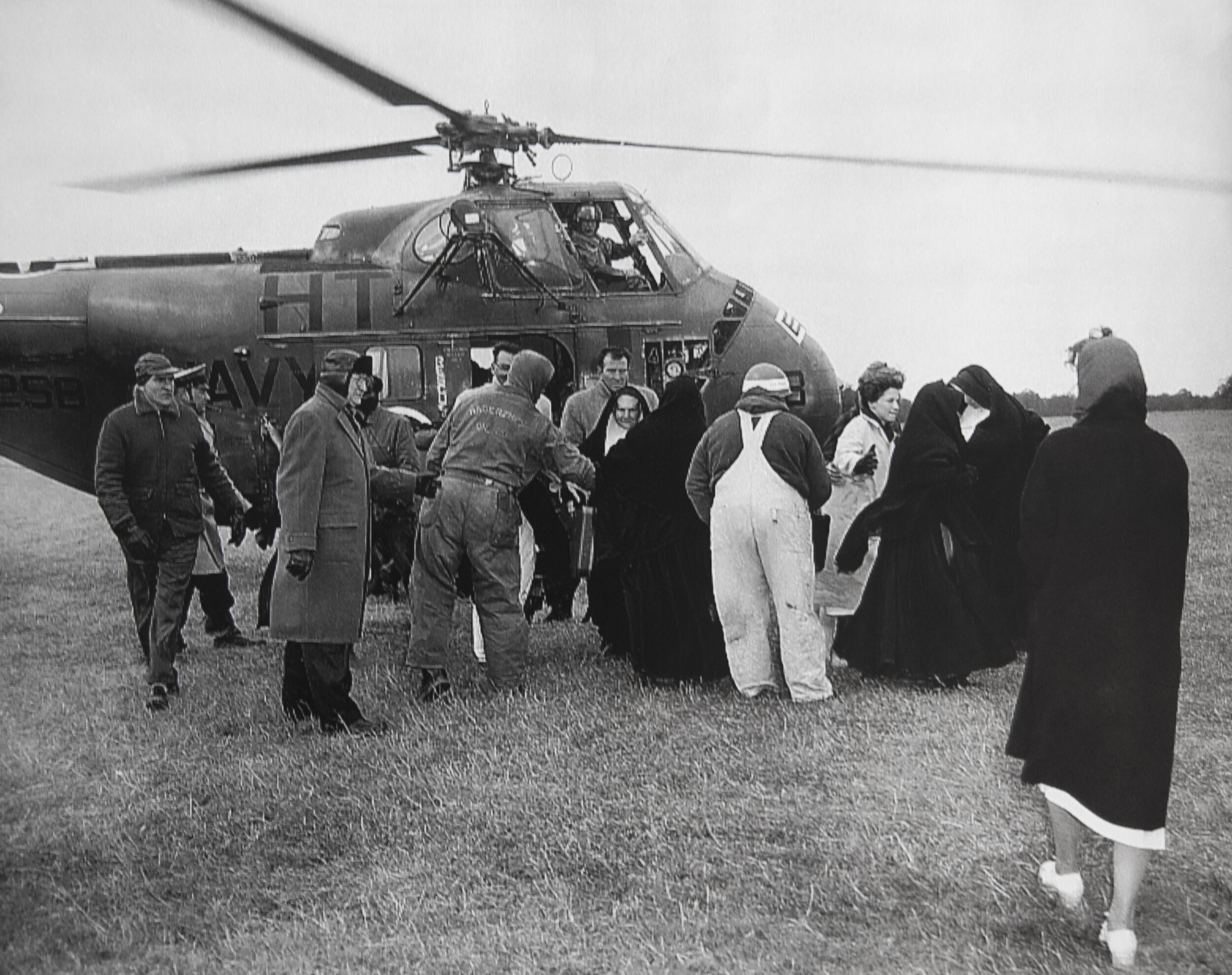Nuns being evacuated during the storm of 1962.